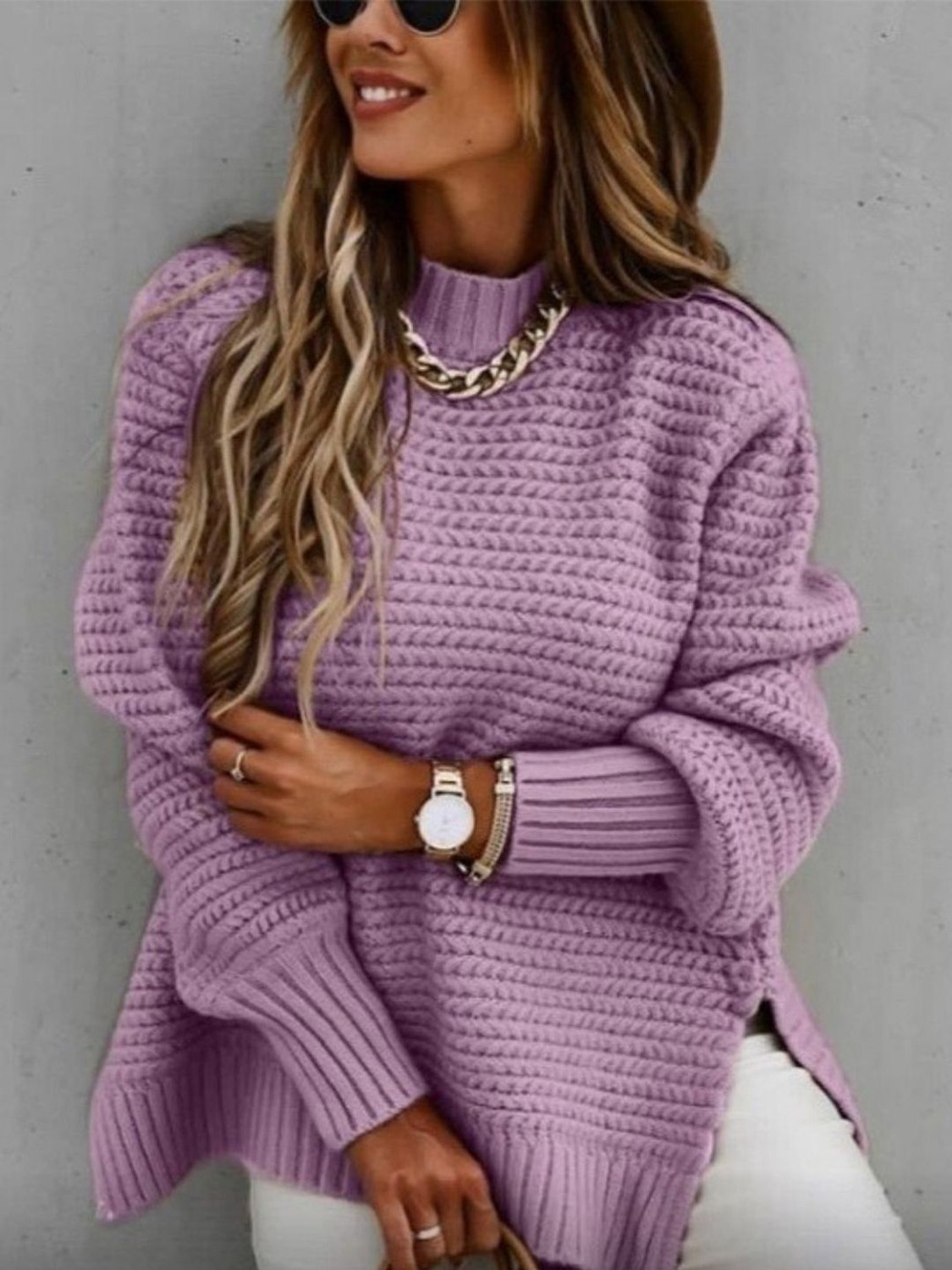 Mast & Harbour Purple High Neck Sweater - Image 4
