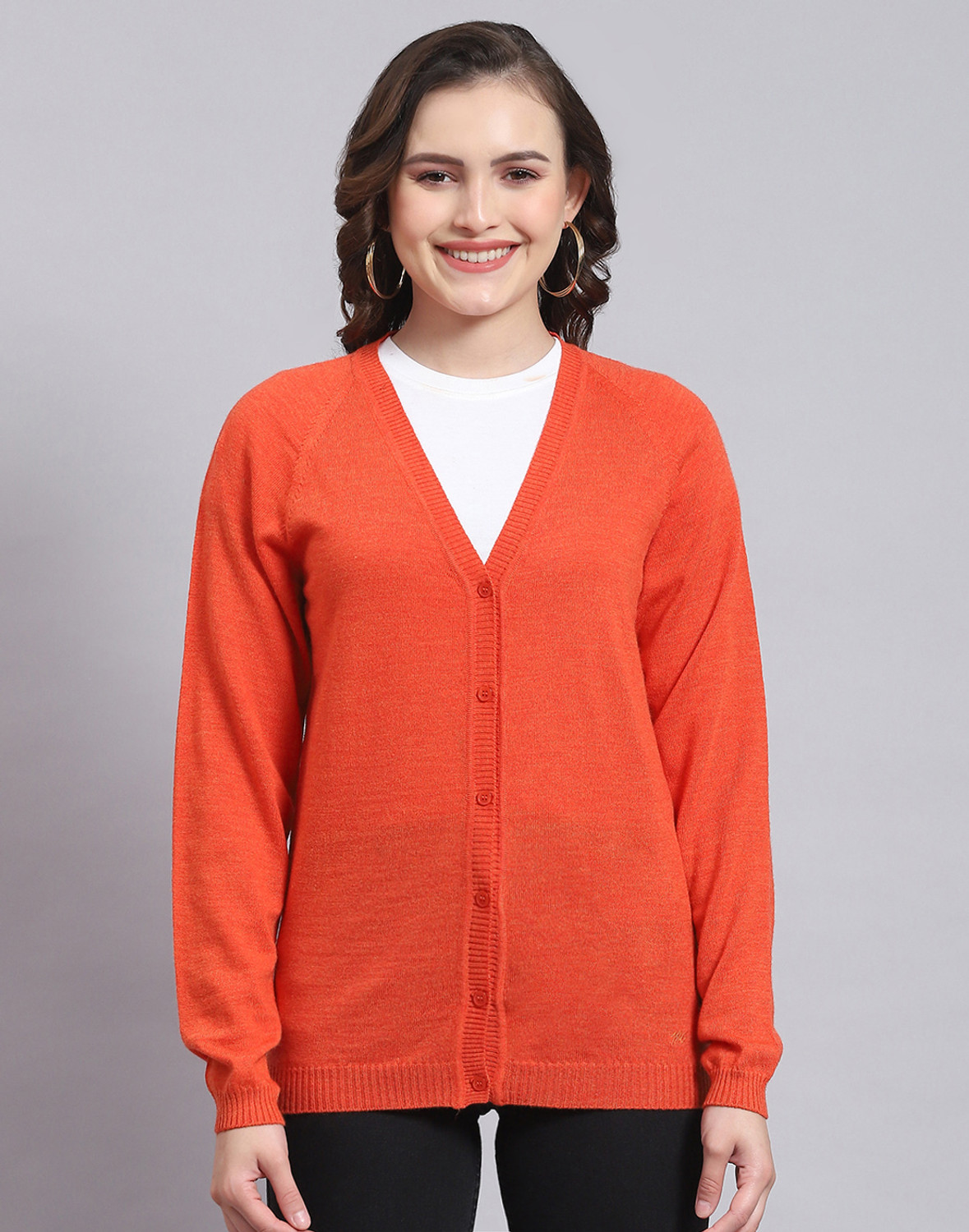Image of MONTE CARLO Women Self Design V Neck Multicolor Sweater