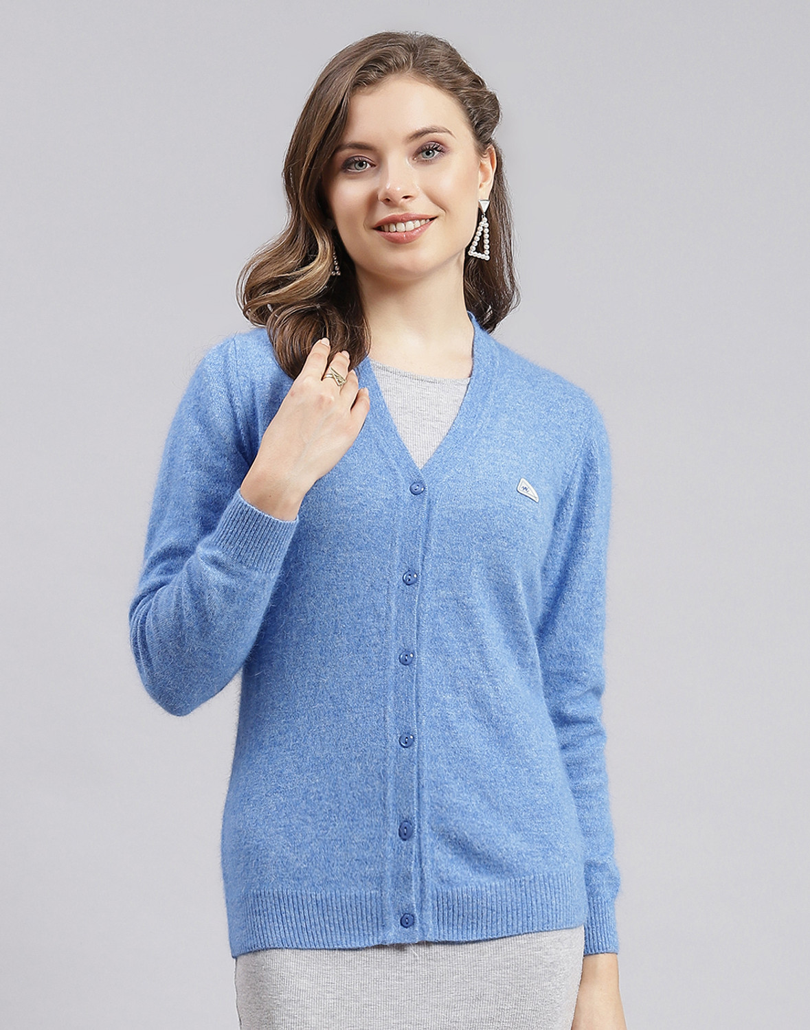 Image of MONTE CARLO Women Self Design V Neck Multicolor Sweater