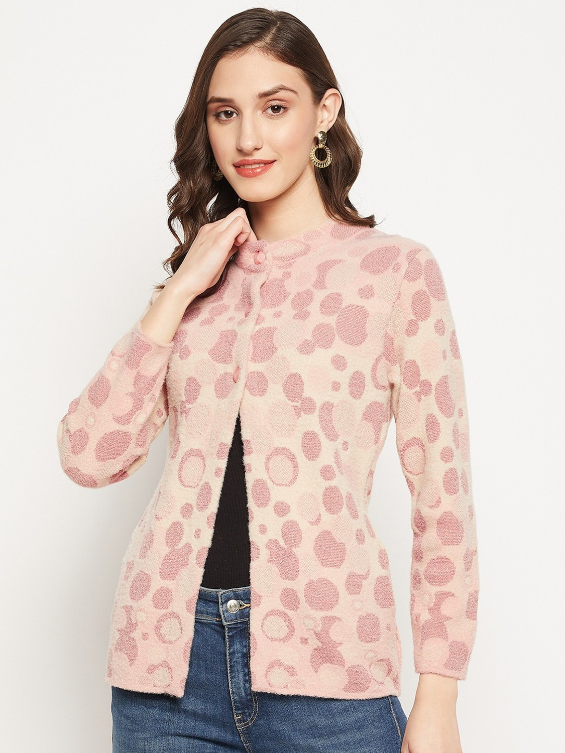 Image of Zigo Women Woven Round Neck Brown Sweater