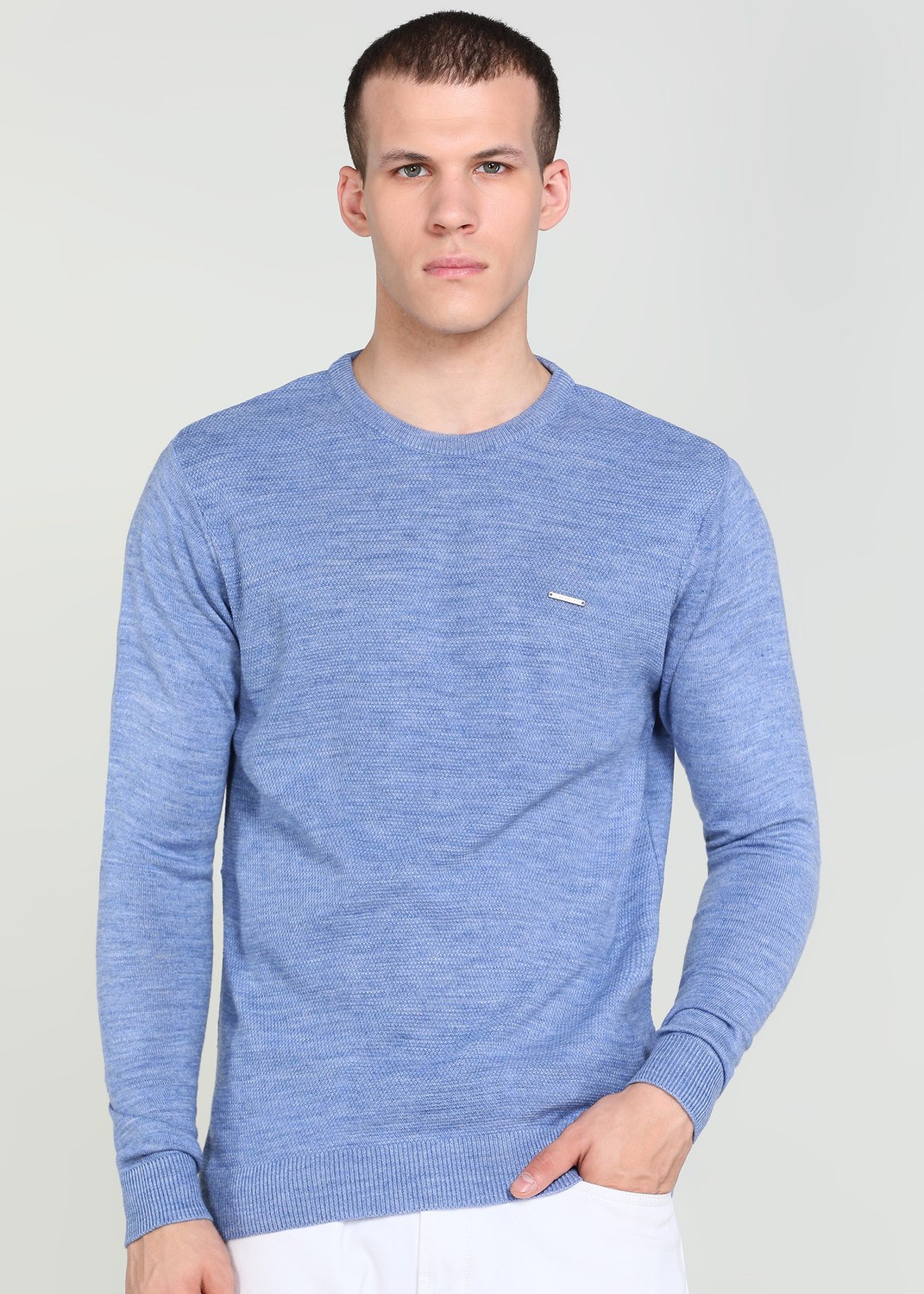 Image of MONTE CARLO Men Striped Round Neck Multicolor Sweater