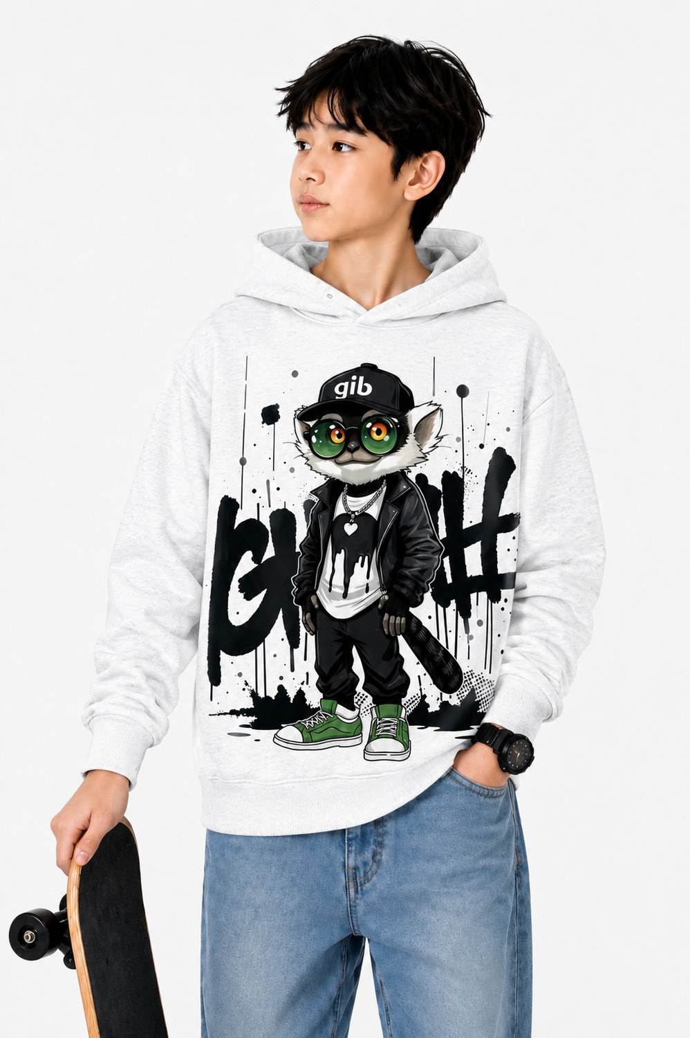 Teenie Boys & Girls Full Sleeve Printed Hooded Sweatshirt - Image 1