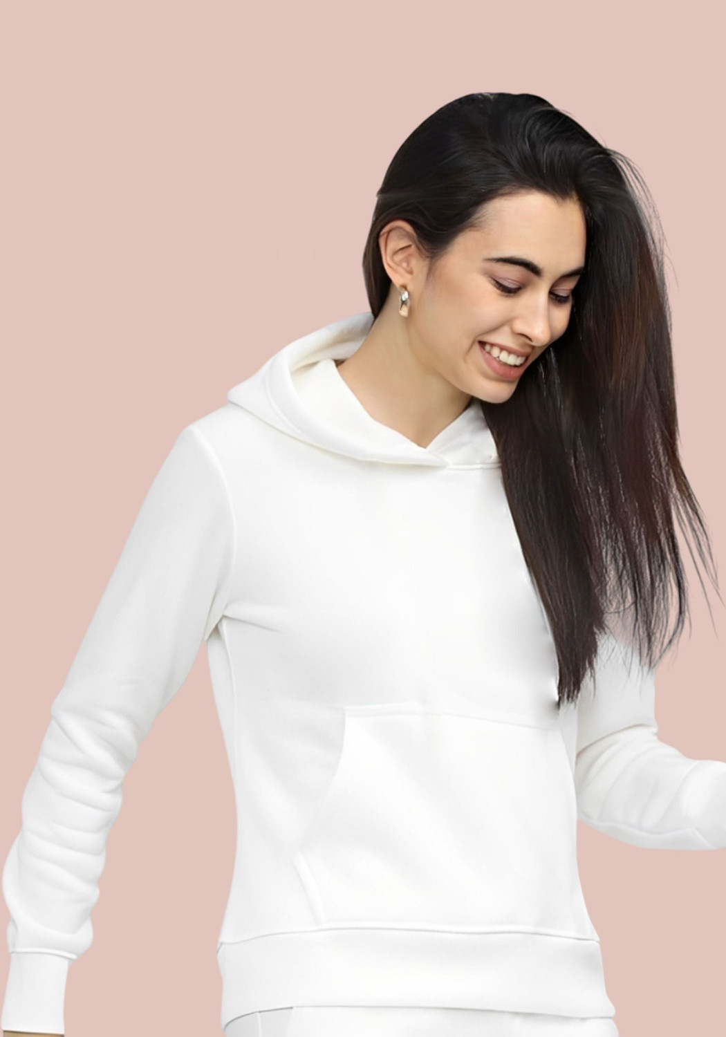 Image of Parona Women Full Sleeve Solid Hooded Sweatshirt