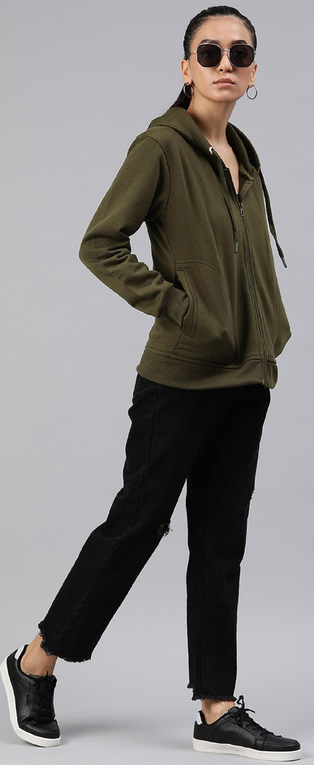 Image of ADBUCKS Women Full Sleeve Solid Hooded Sweatshirt
