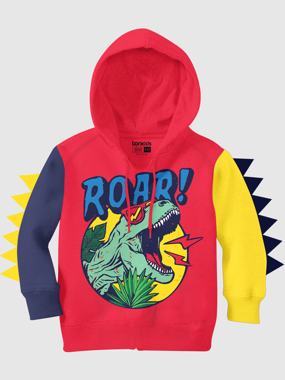 Image of BONKIDS Boys Full Sleeve Embroidered Hooded Sweatshirt