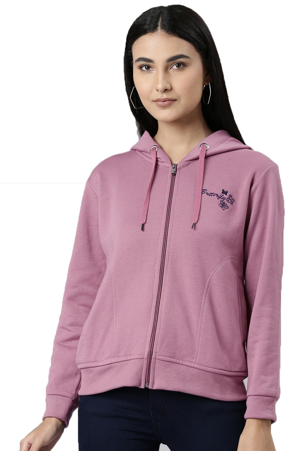 Image of ADBUCKS Women Full Sleeve Solid Hooded Sweatshirt