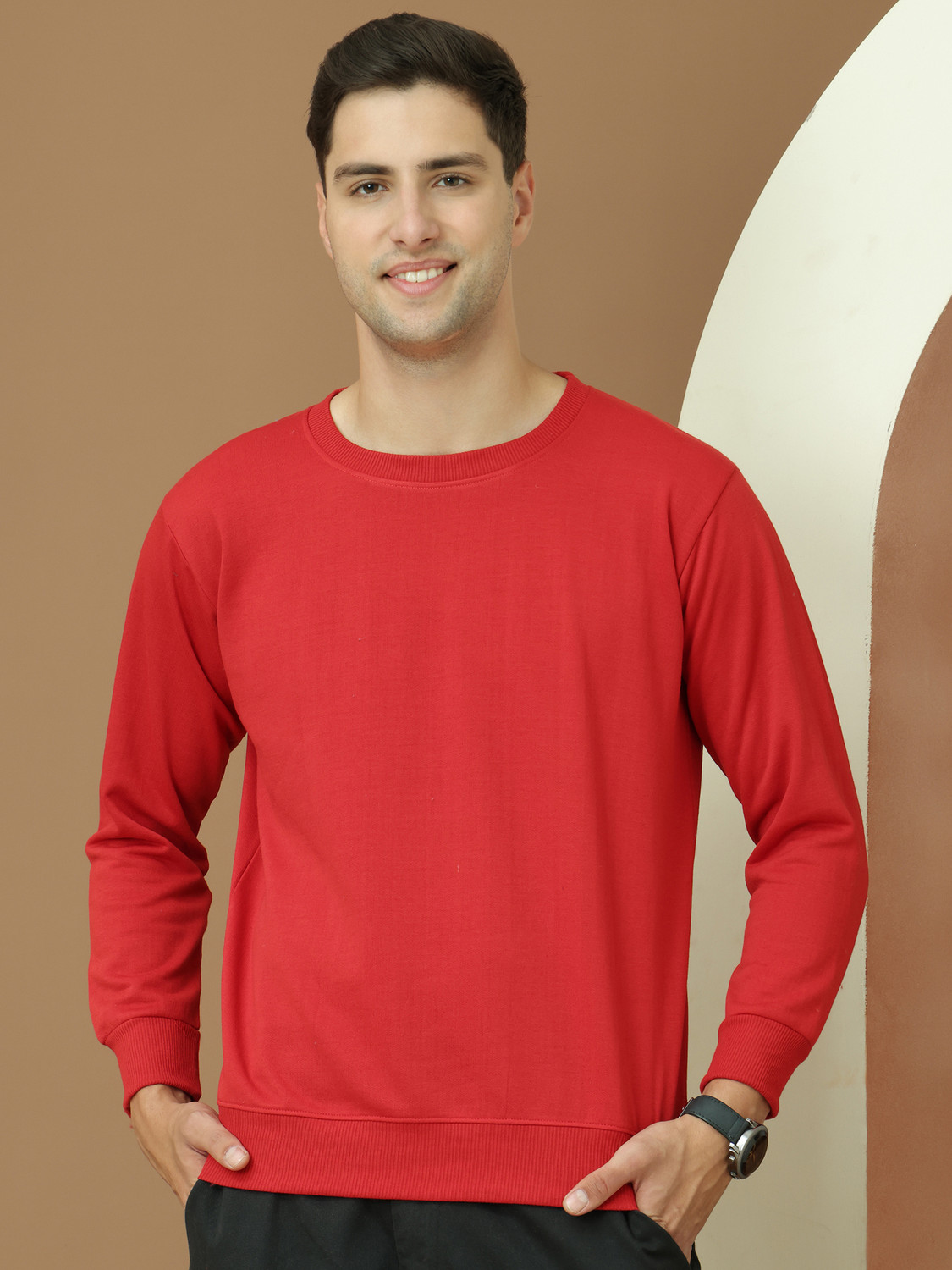 Image of MACK JONNEY Men Full Sleeve Solid Sweatshirt