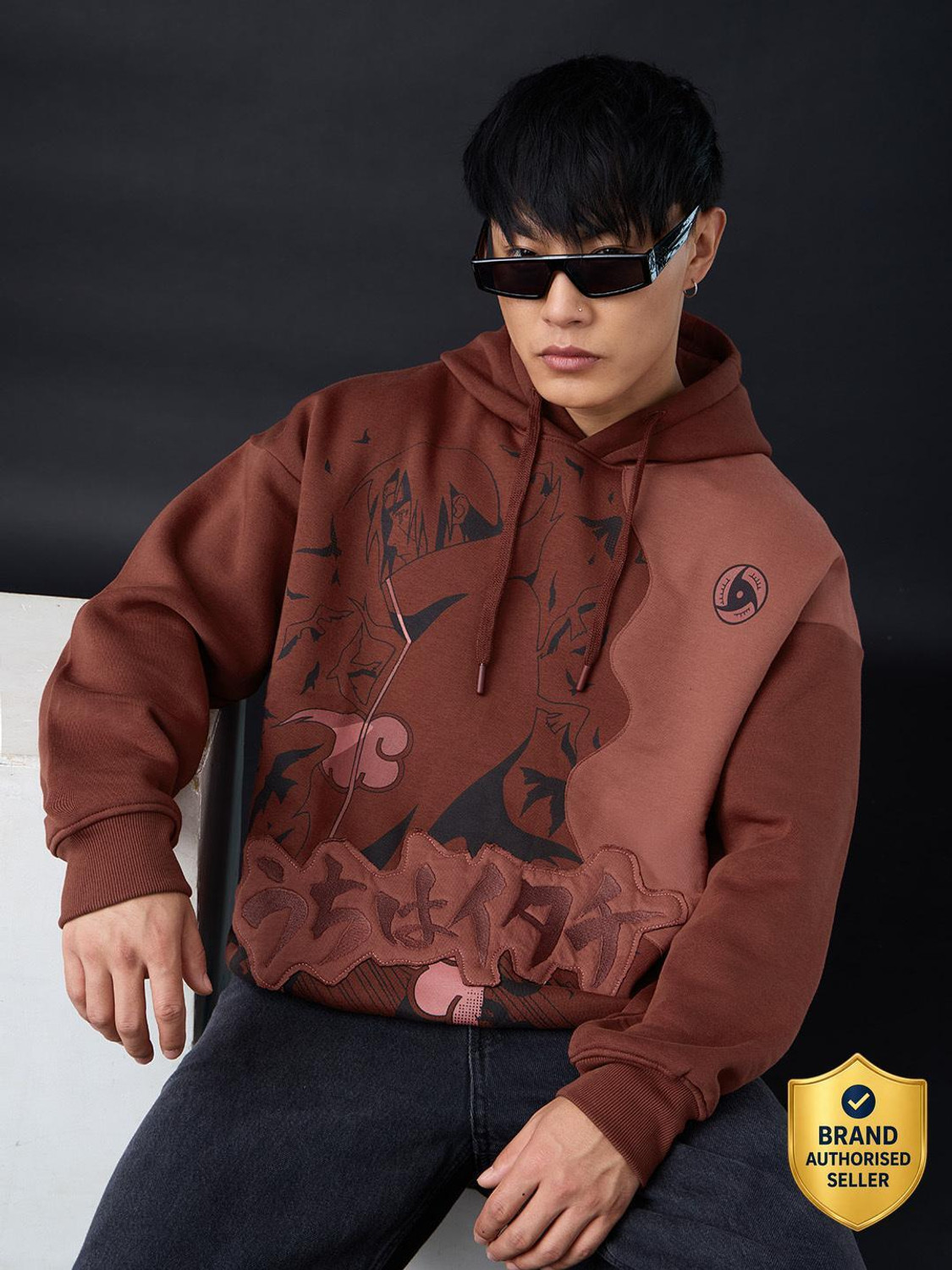 Image of RARE RABBIT Men Full Sleeve Solid Hooded Sweatshirt