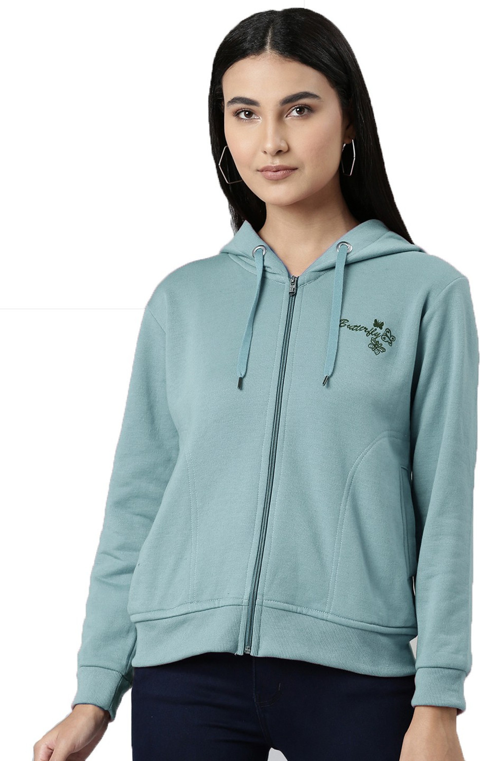 Image of ADBUCKS Women Full Sleeve Solid Hooded Sweatshirt