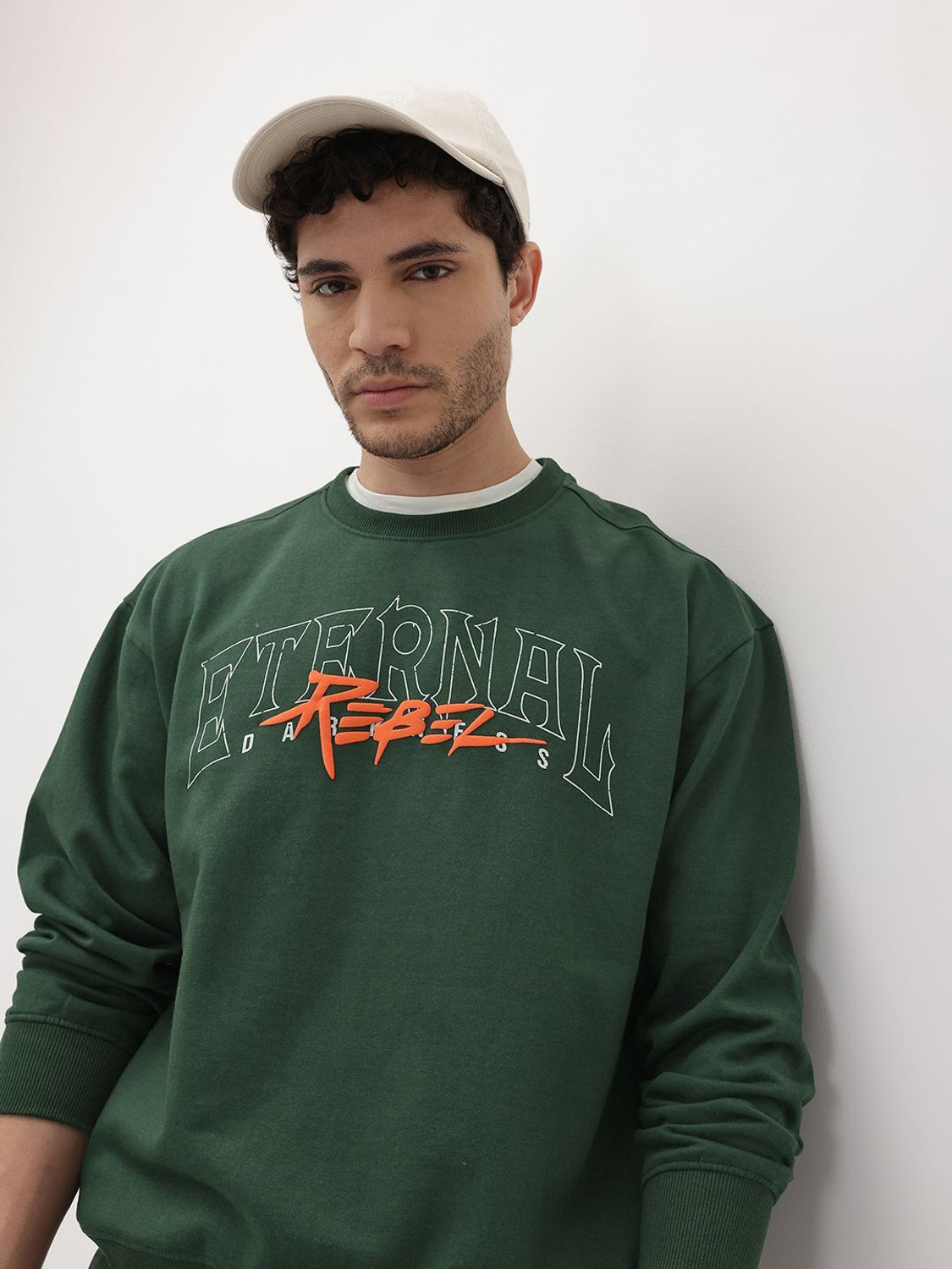 Image of Roadster Men Full Sleeve Solid Sweatshirt