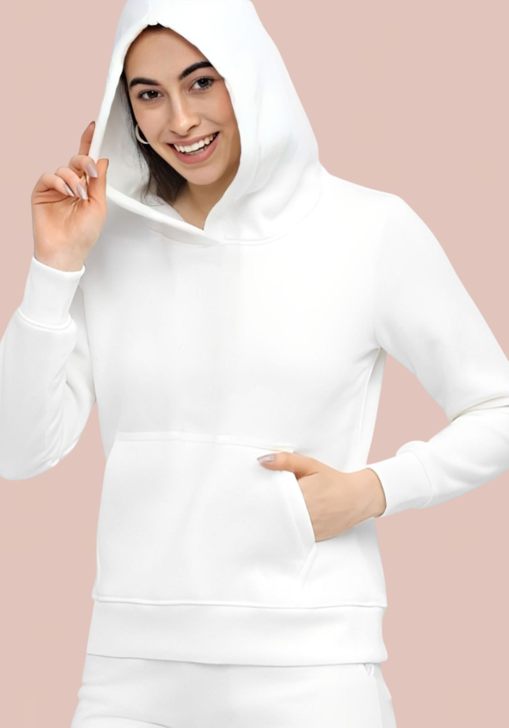 Image of Parona Women Full Sleeve Solid Hooded Sweatshirt