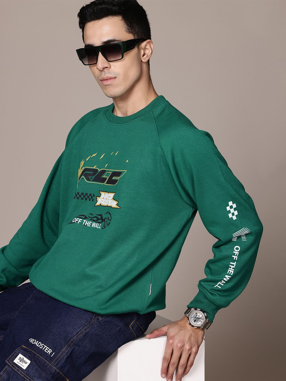 Image of Roadster Men Full Sleeve Solid Sweatshirt