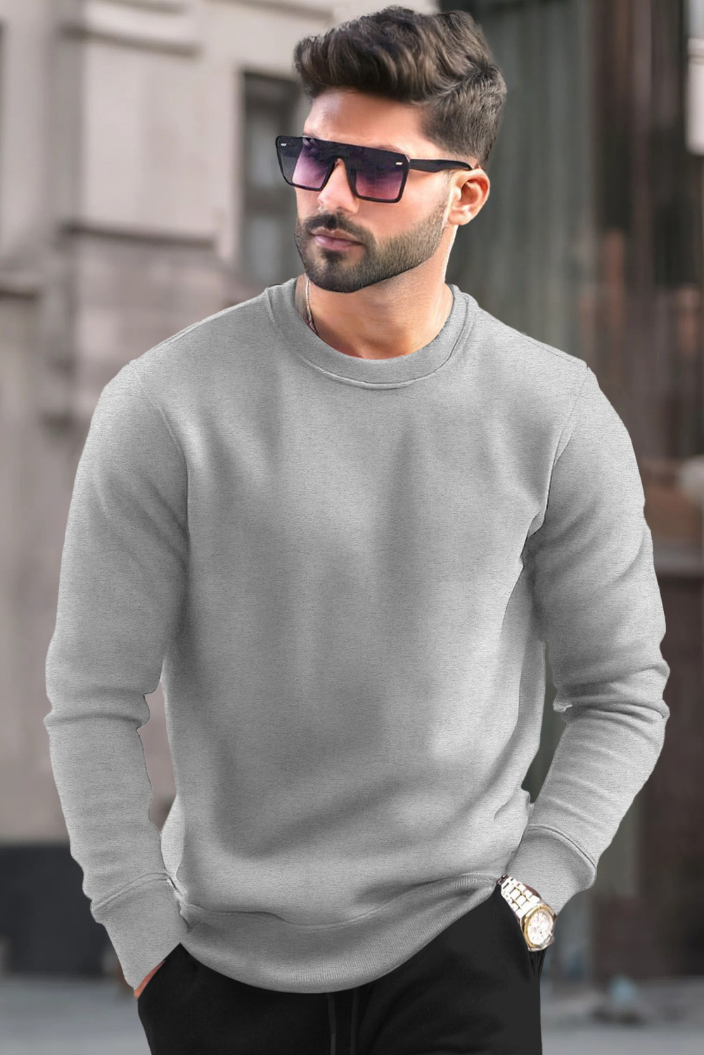 Image of Triptee Men Full Sleeve Solid Sweatshirt