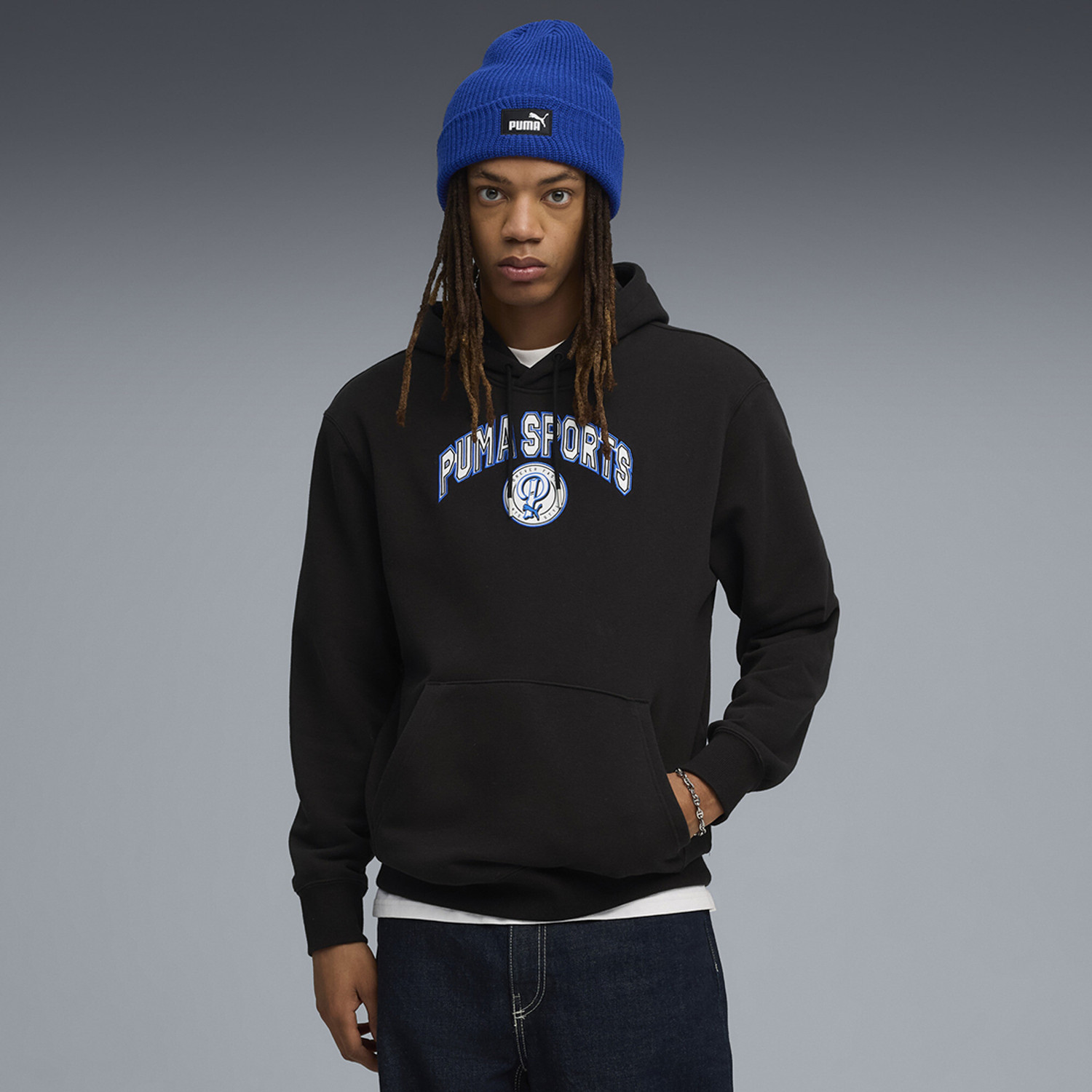 Image of RARE RABBIT Men Full Sleeve Solid Hooded Sweatshirt