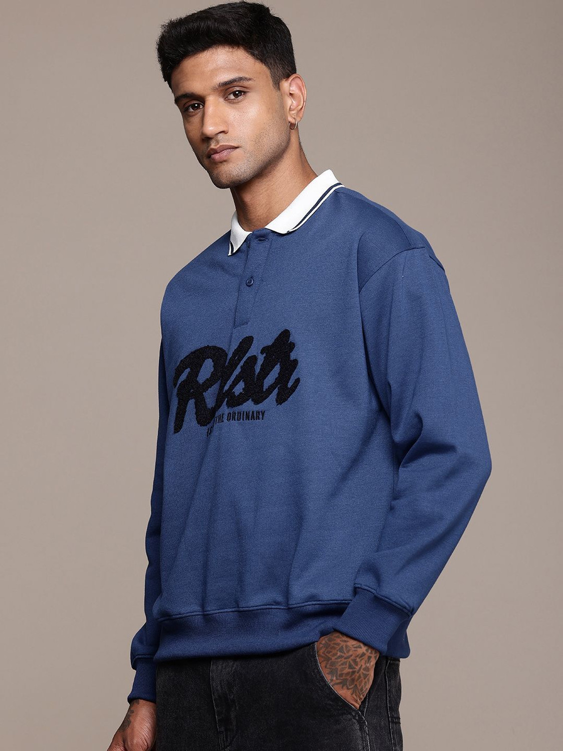Image of Roadster Men Full Sleeve Solid Sweatshirt