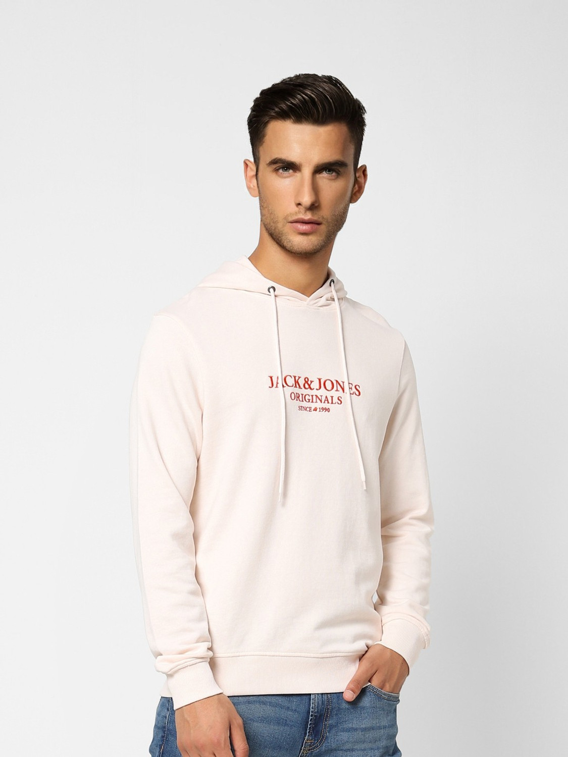 Image of JACK & JONES Men Full Sleeve Printed Hooded Sweatshirt