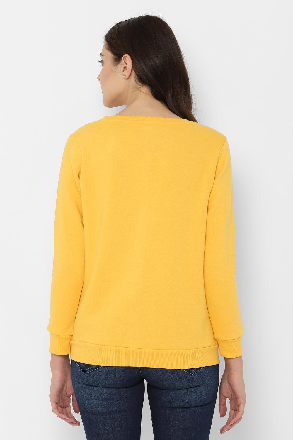 Image of Allen Solly Women 3 /4th Sleeve Solid Hooded Sweatshirt