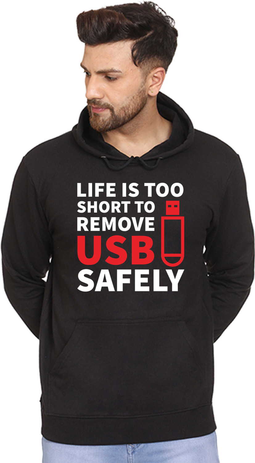 Image of SXV STYLE Men Full Sleeve Printed Reversible Hooded Sweatshirt