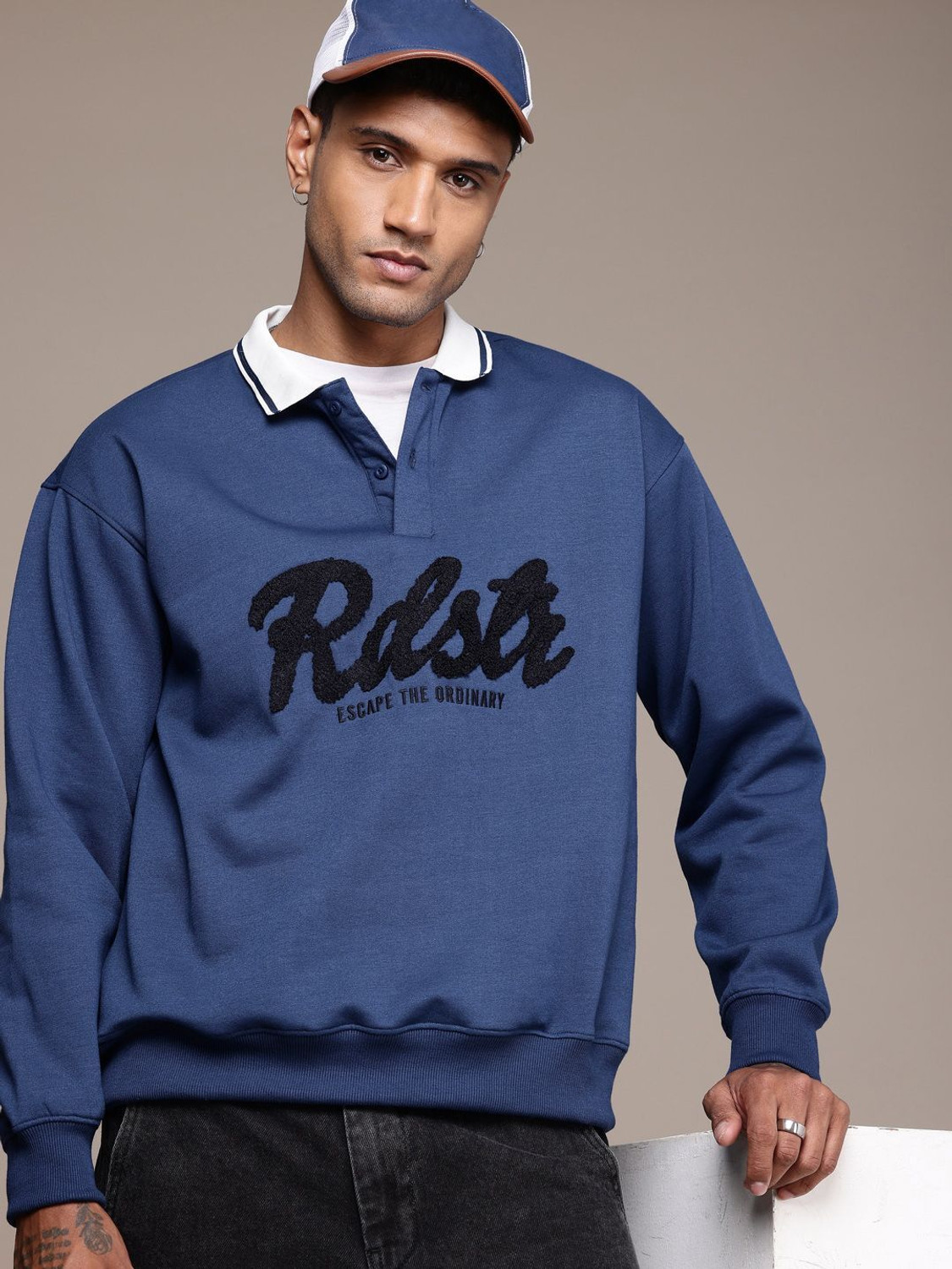 Image of Roadster Men Full Sleeve Solid Sweatshirt