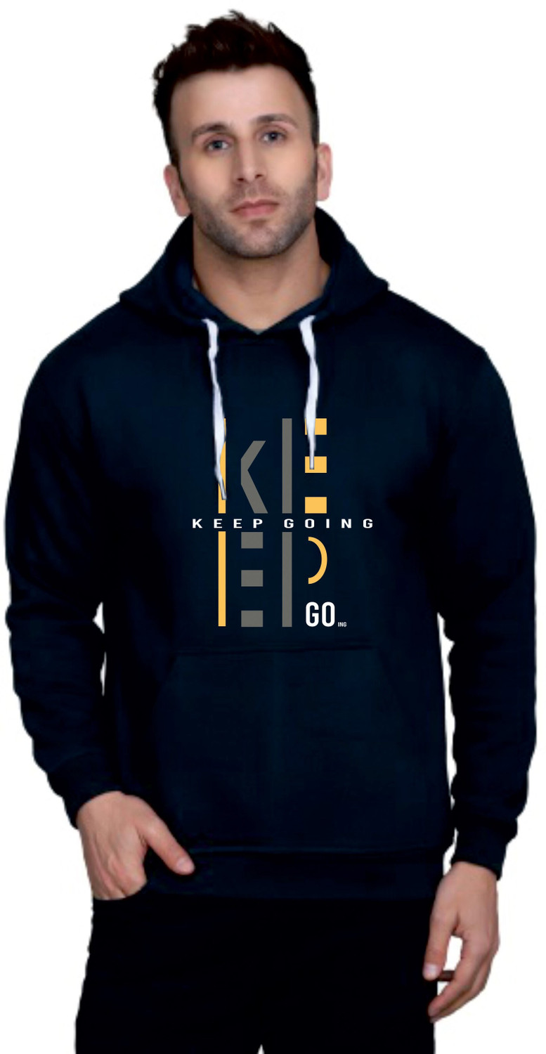 Image of SXV STYLE Men Full Sleeve Printed Reversible Hooded Sweatshirt