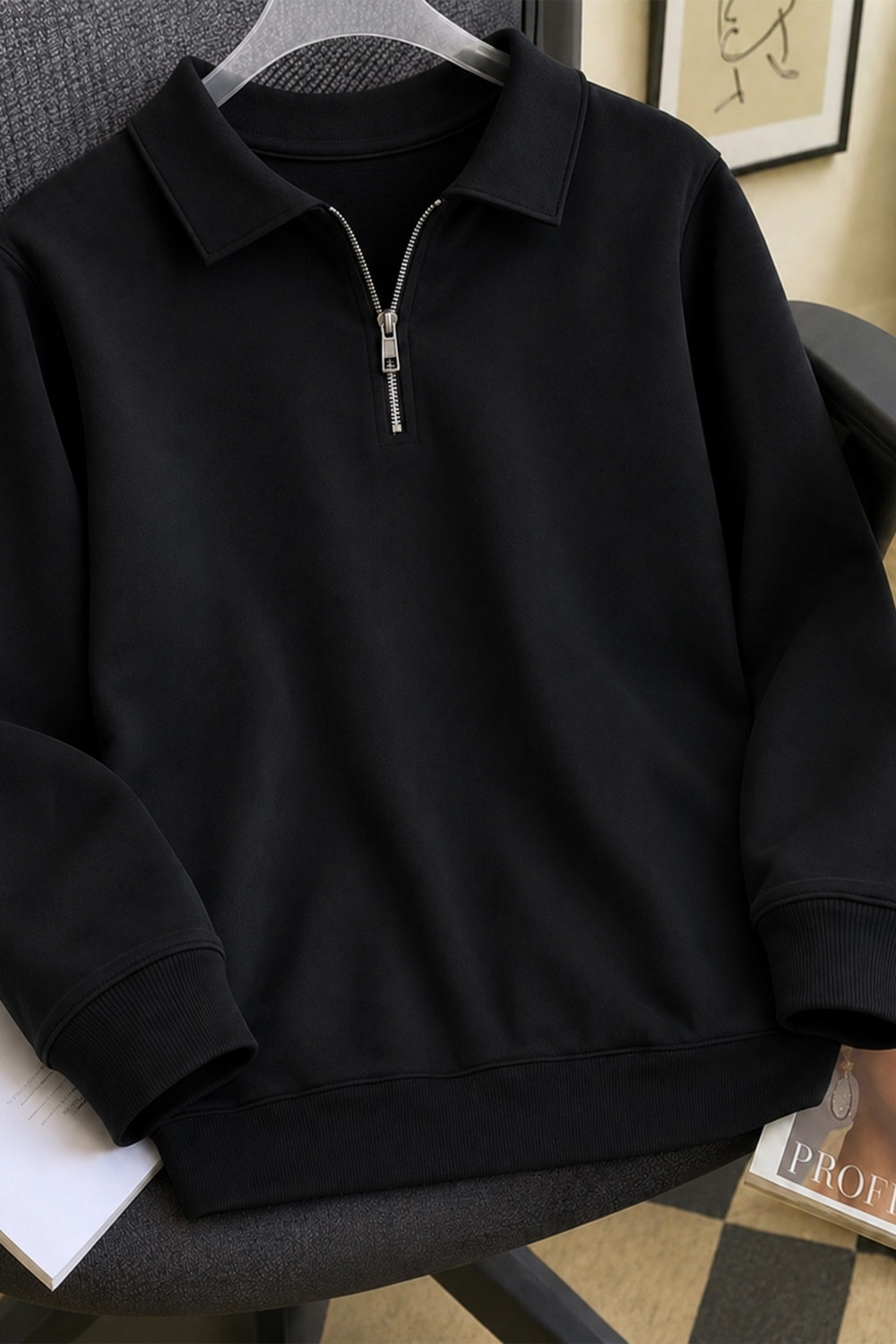 METRONAUT Men Half Zip Solid Sweatshirt - Image 1