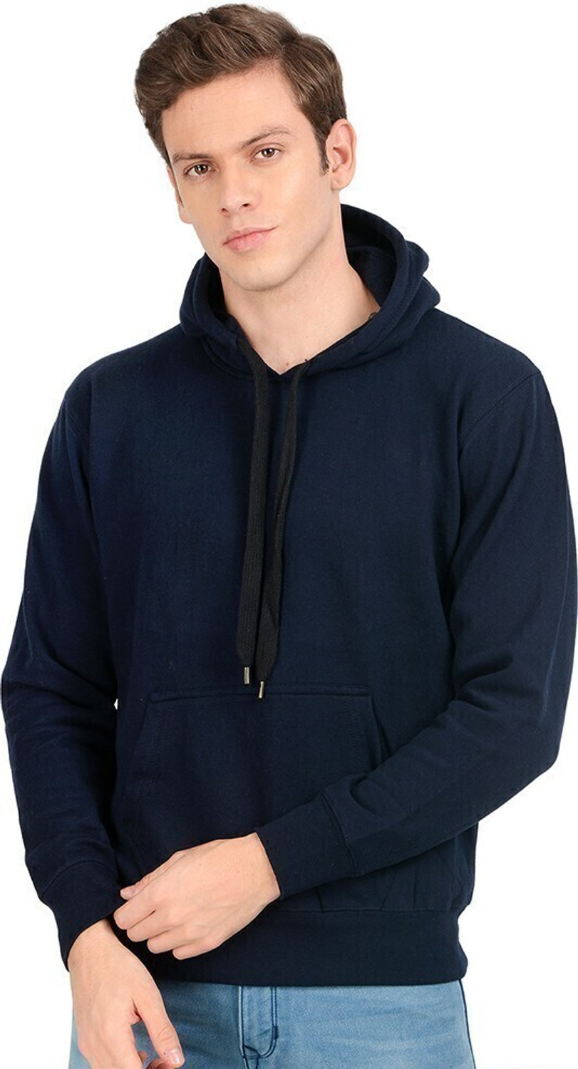 Image of Smartees Men Full Sleeve Solid Hooded Sweatshirt