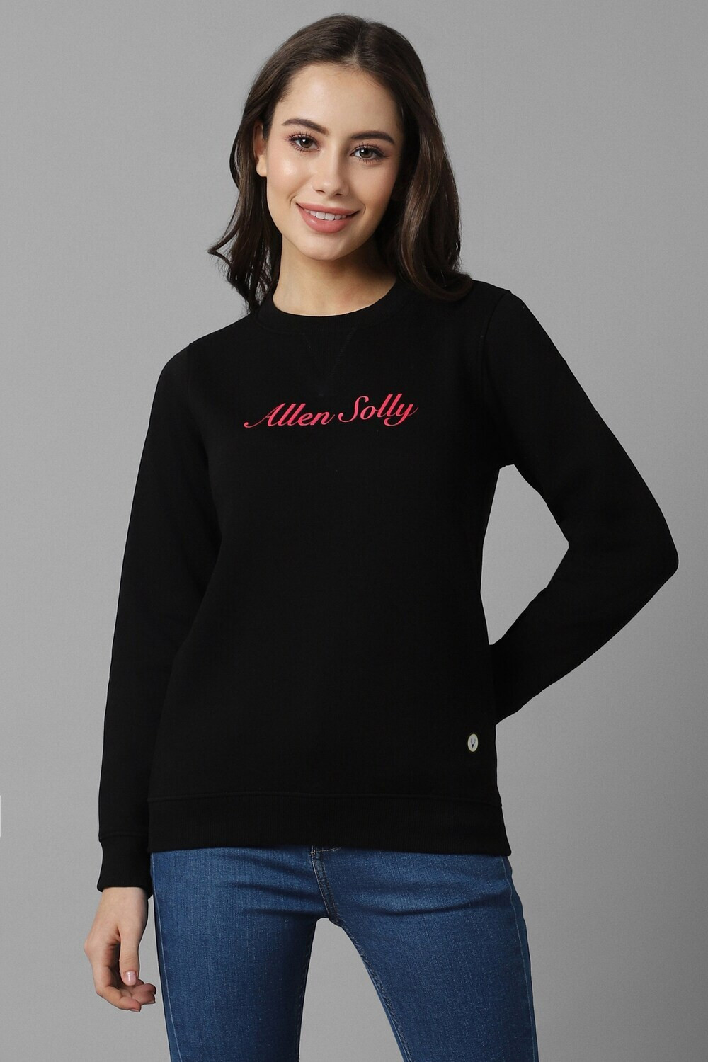 Image of VAN HEUSEN Women Full Sleeve Solid Sweatshirt