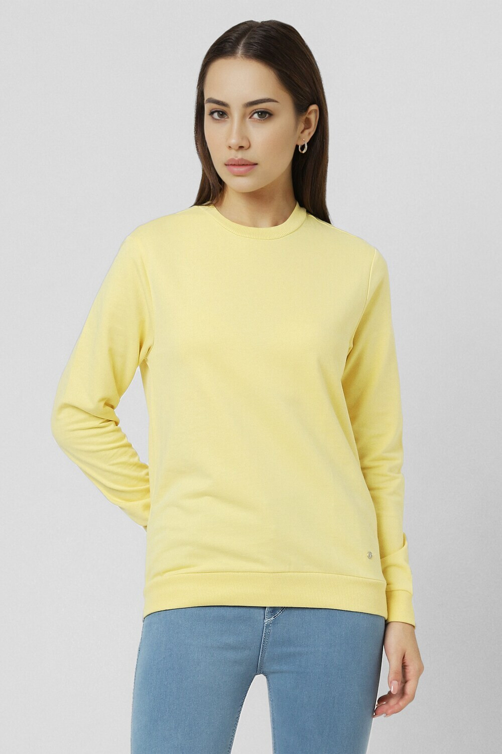 Image of VAN HEUSEN Women Full Sleeve Solid Sweatshirt