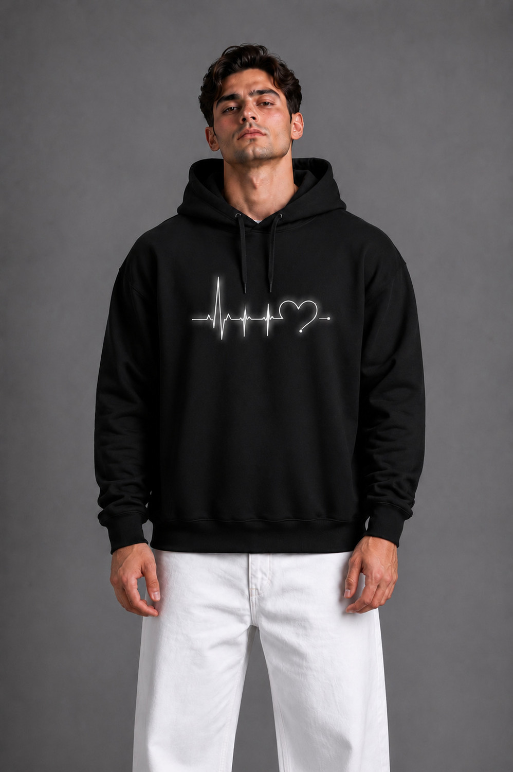 Image of Smartees Men Full Sleeve Solid Hooded Sweatshirt