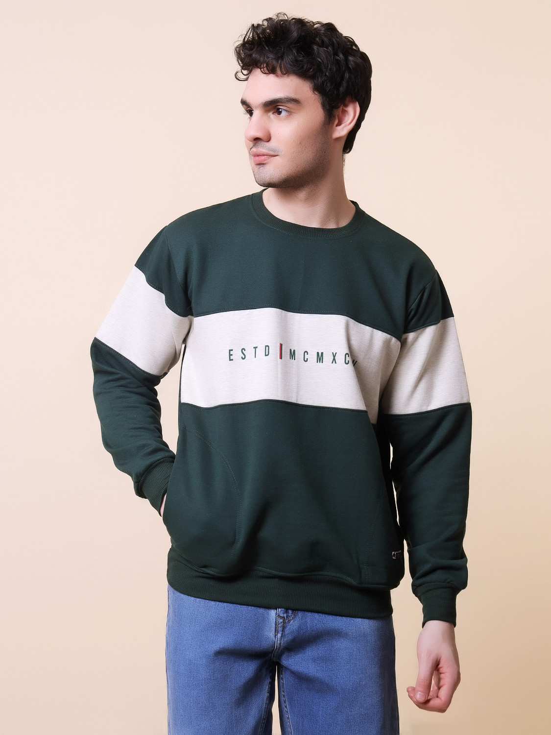 Image of TeeWink Men Full Sleeve Solid Sweatshirt