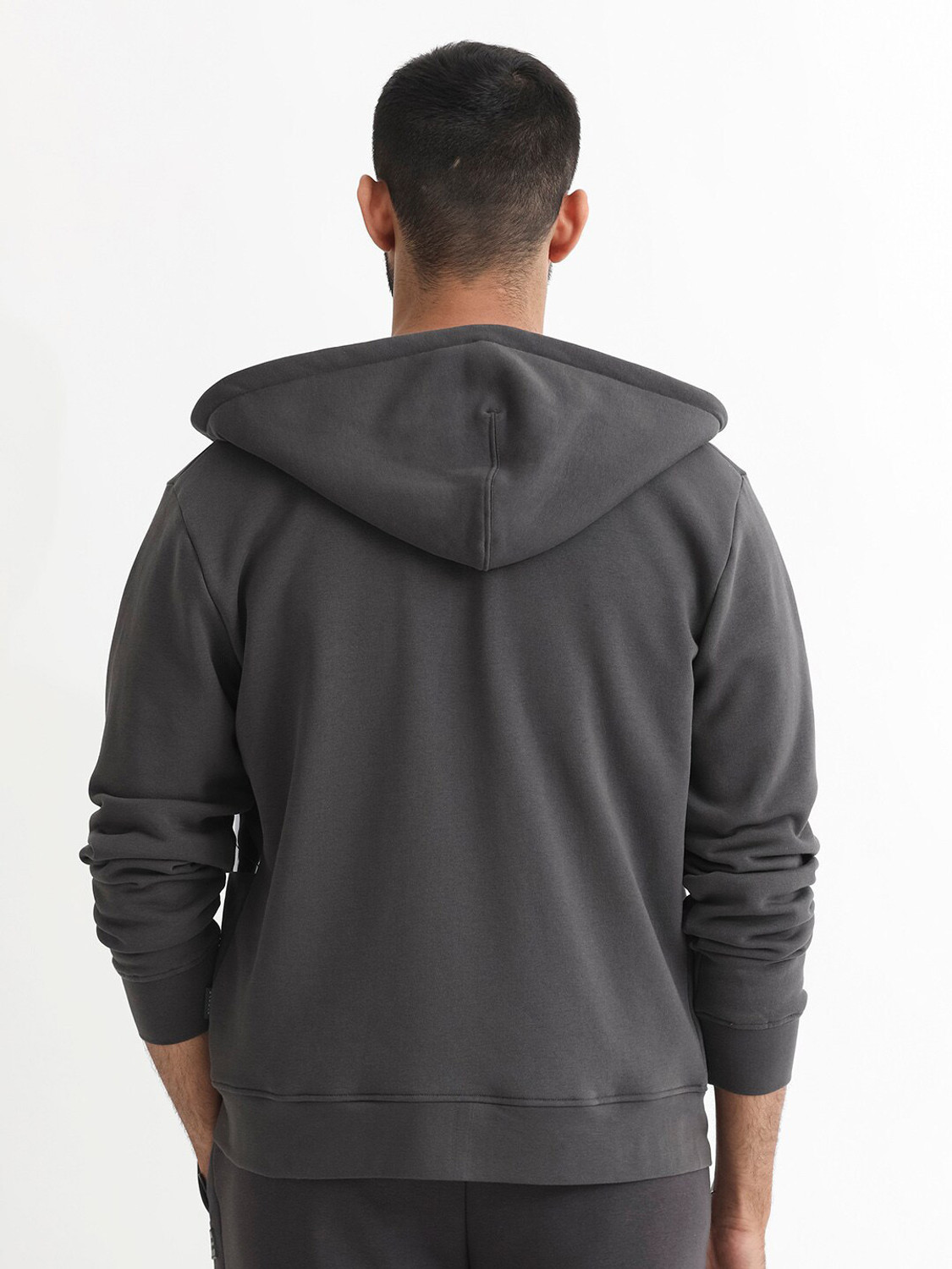 Image of RARE RABBIT Men Full Sleeve Solid Hooded Sweatshirt