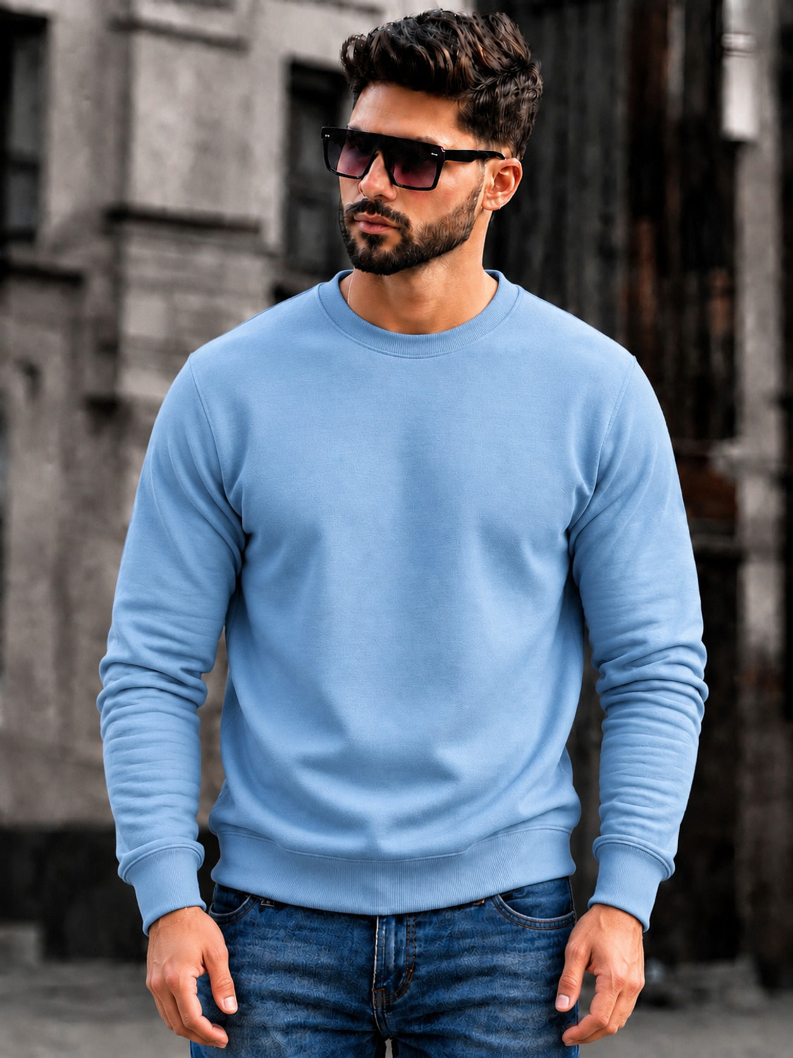 Image of MACK JONNEY Men Full Sleeve Solid Sweatshirt