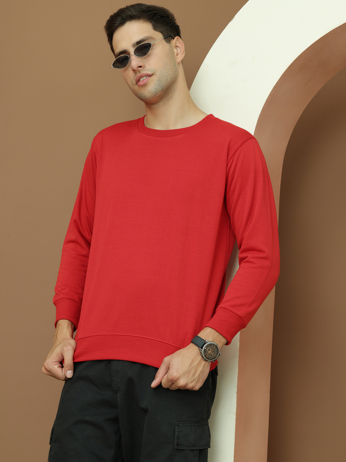 Image of MACK JONNEY Men Full Sleeve Solid Sweatshirt