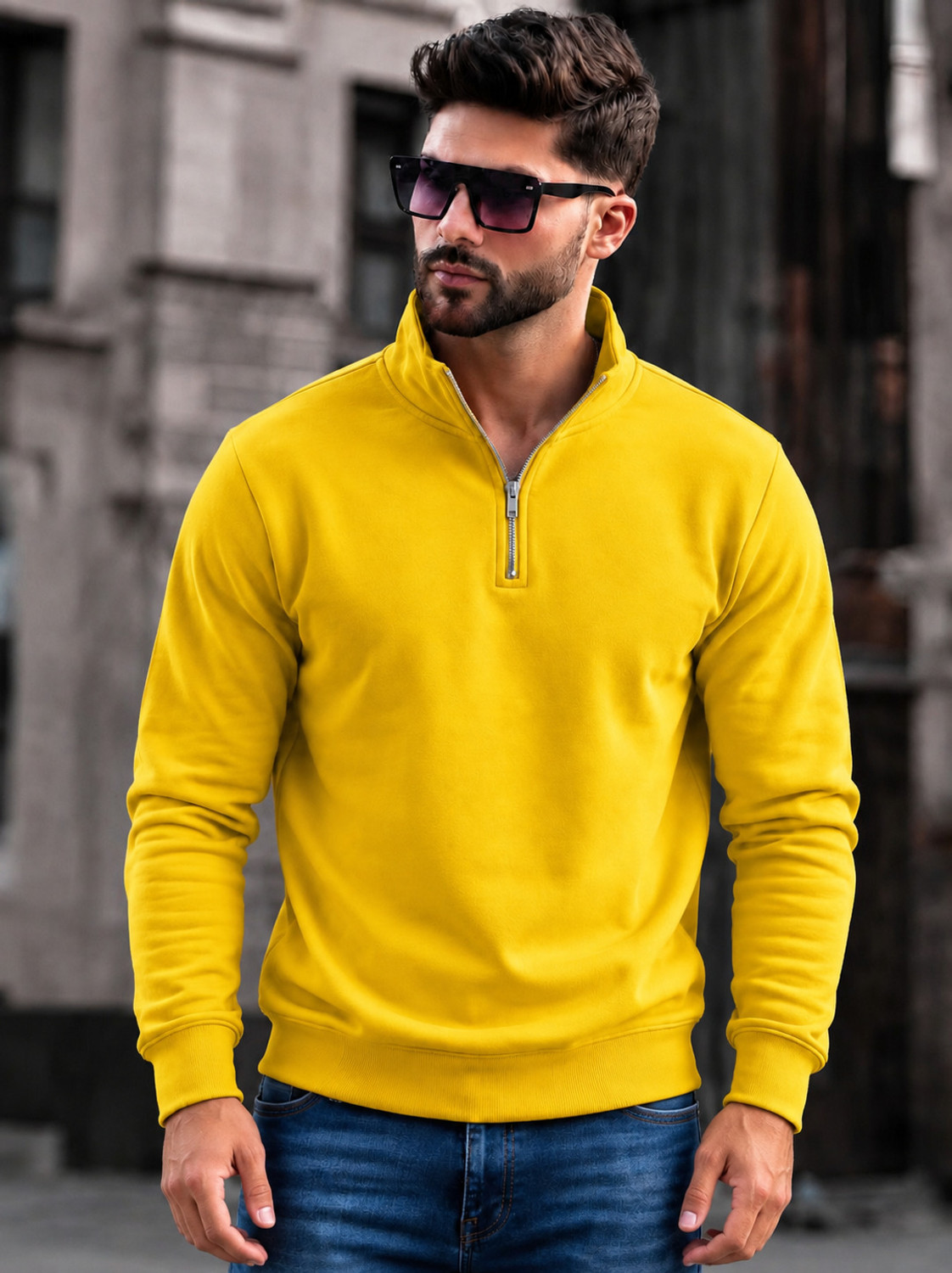 Image of MACK JONNEY Men Full Sleeve Solid Sweatshirt