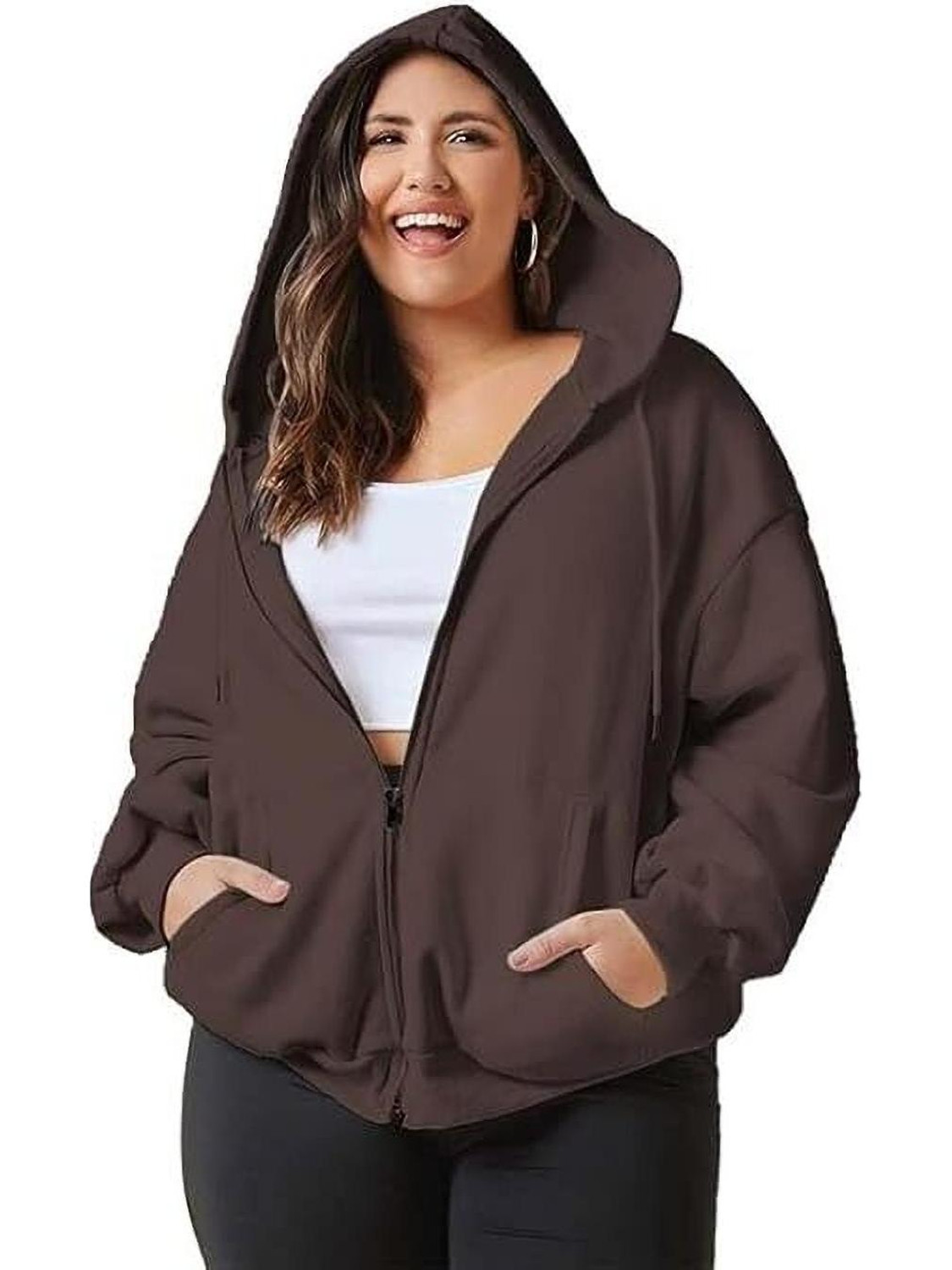 Image of ADBUCKS Women Full Sleeve Solid Hooded Sweatshirt