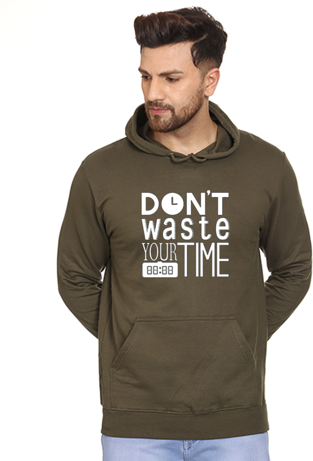 Image of SXV STYLE Men Full Sleeve Printed Reversible Hooded Sweatshirt