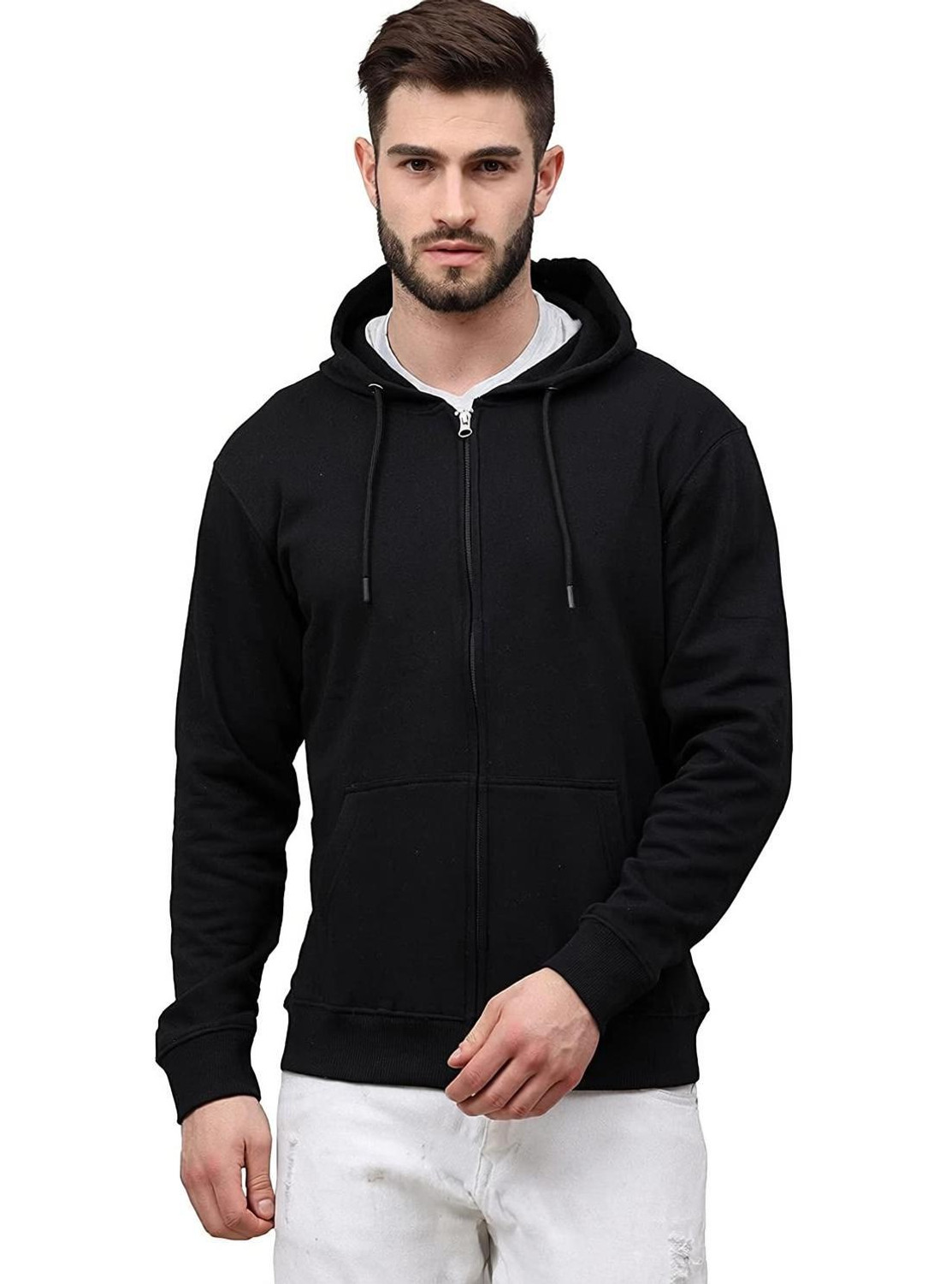 Image of JH MART Men Full Sleeve Printed Hooded Sweatshirt