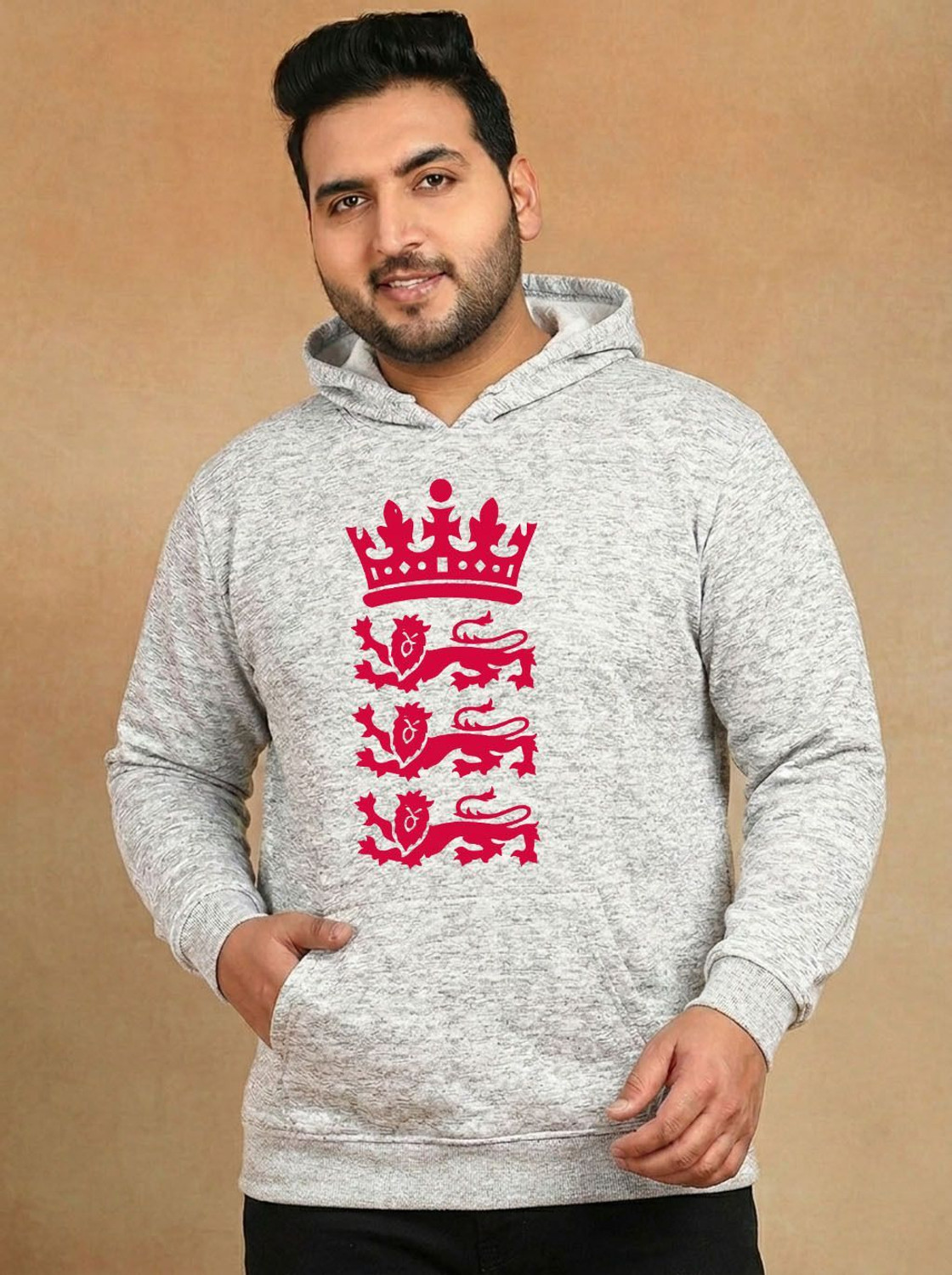 Image of JH MART Men Full Sleeve Printed Hooded Sweatshirt