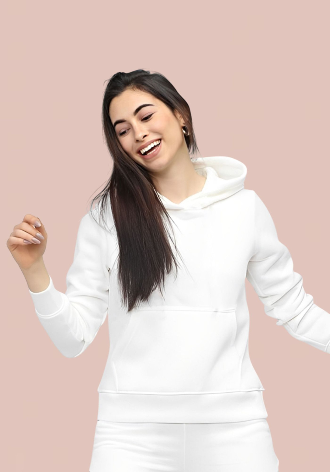 Image of Parona Women Full Sleeve Solid Hooded Sweatshirt