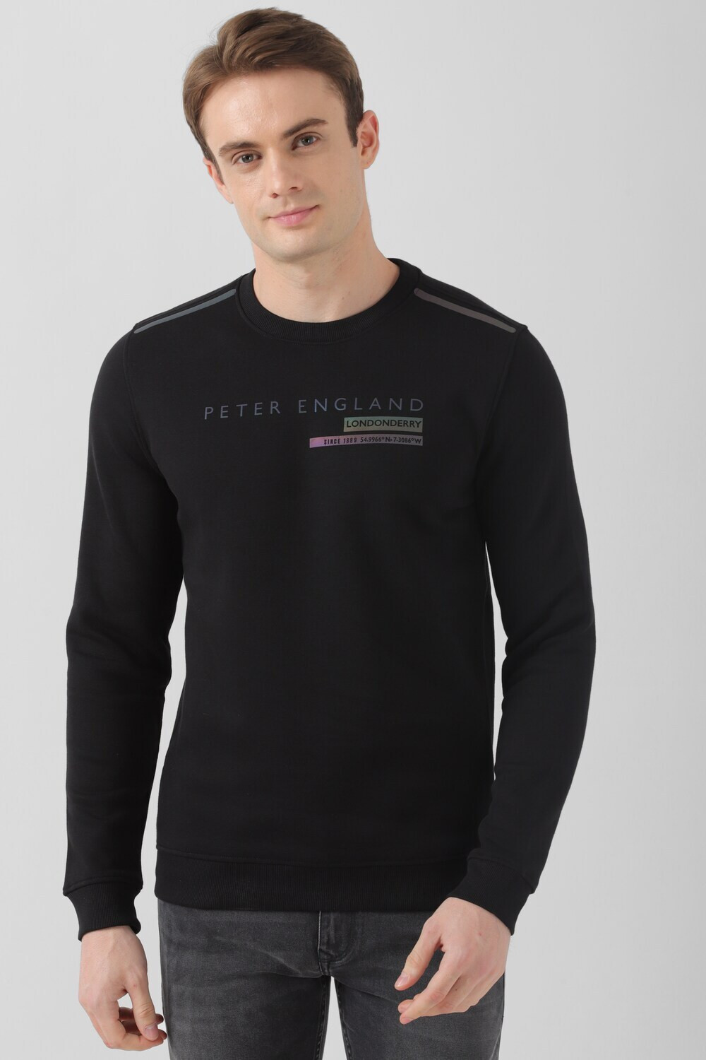 Image of PETER ENGLAND Men Full Sleeve Color Block Sweatshirt