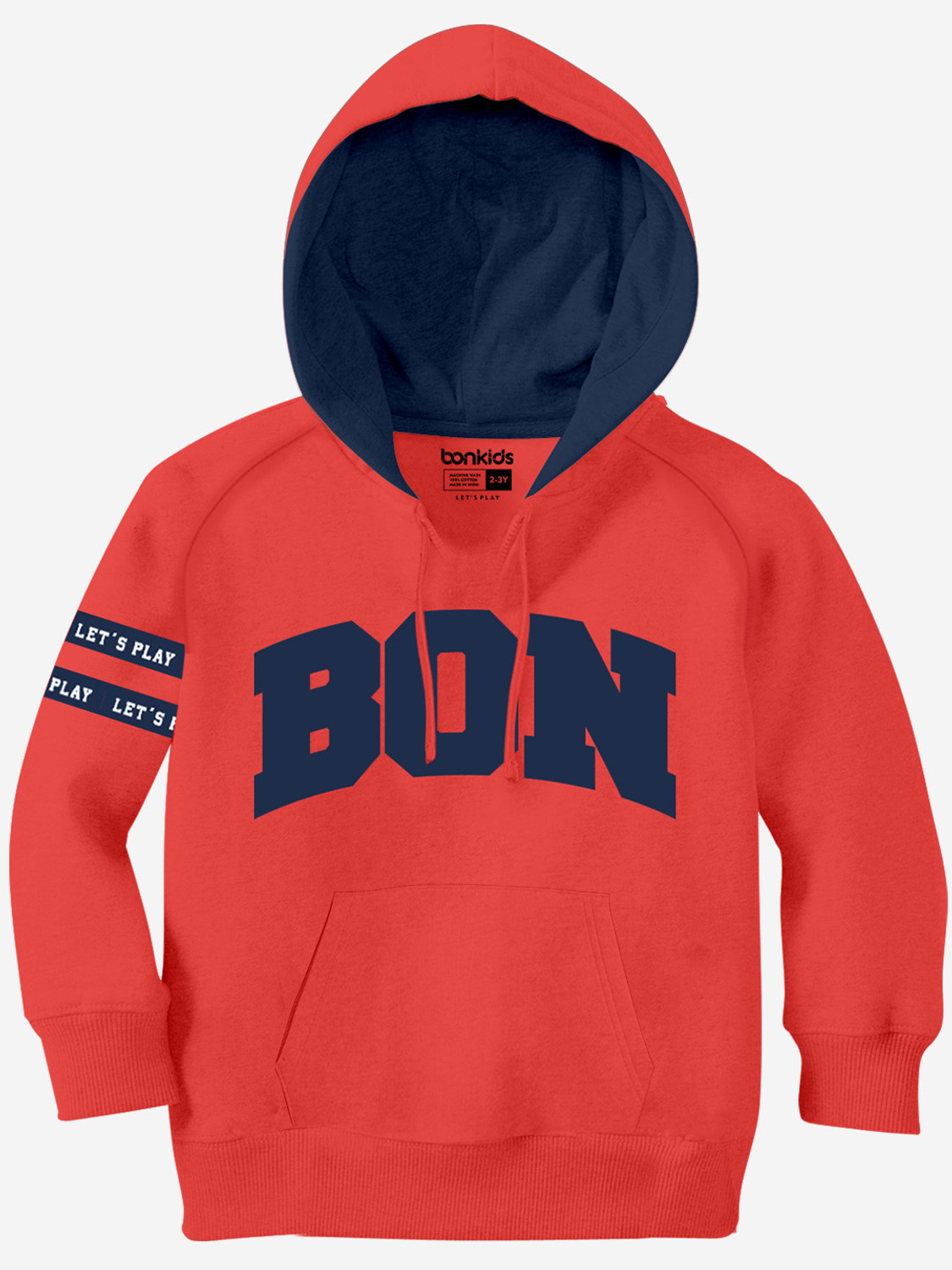Image of BONKIDS Boys Full Sleeve Embroidered Hooded Sweatshirt
