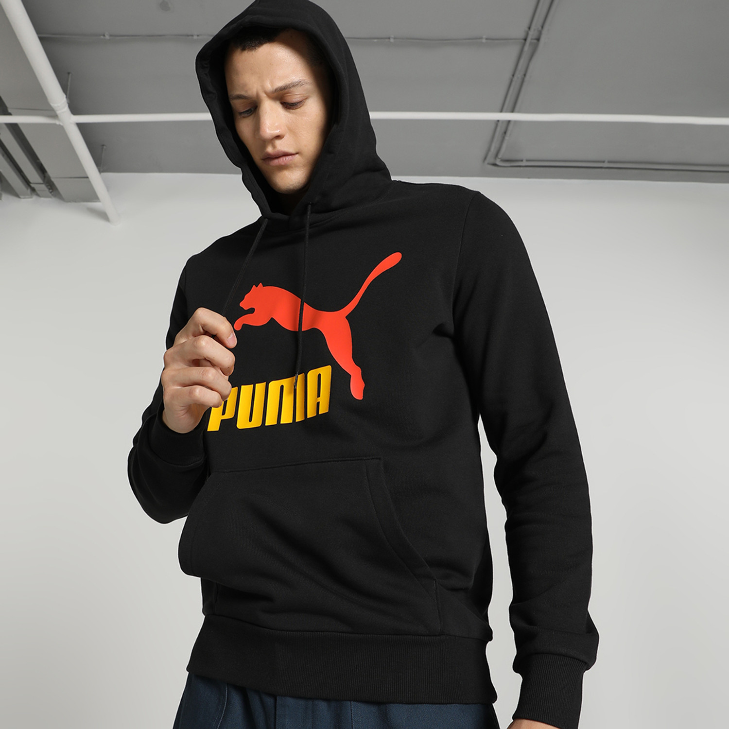 Image of PUMA Men Full Sleeve Graphic Print Hooded Sweatshirt