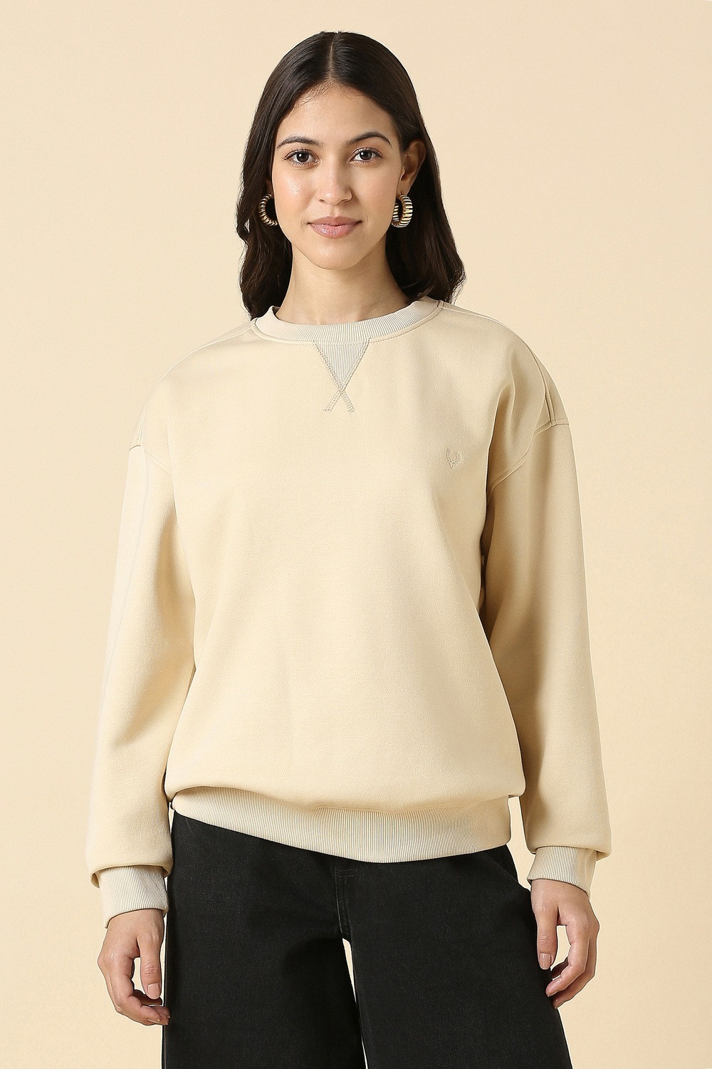 Image of VAN HEUSEN Women Full Sleeve Solid Sweatshirt