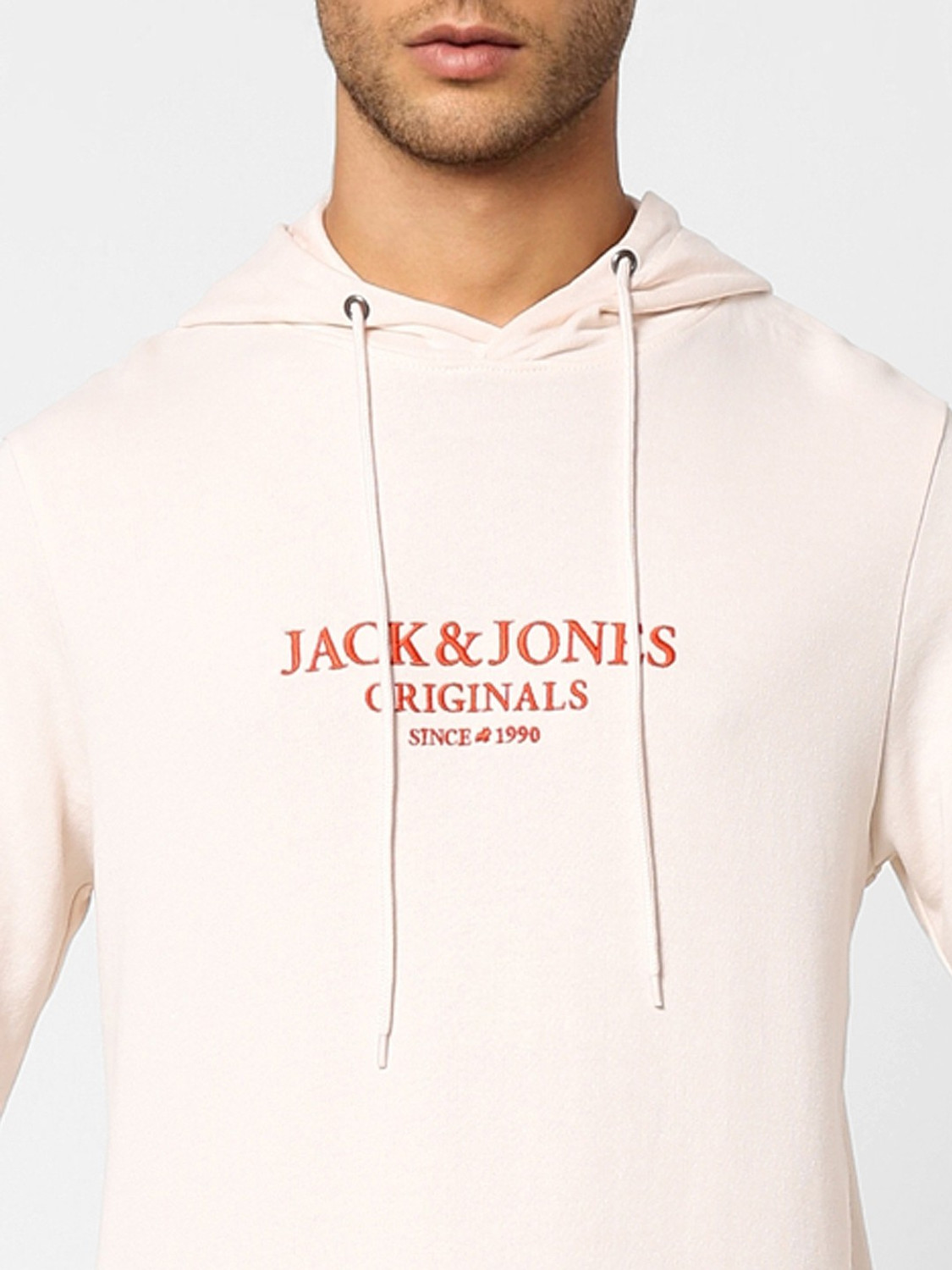 Image of JACK & JONES Men Full Sleeve Printed Hooded Sweatshirt