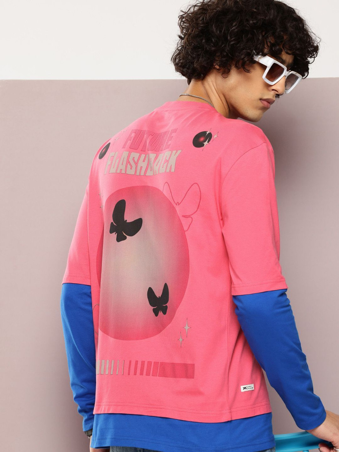 Image of Kook N Keech Men Printed Round Neck Pure Cotton Pink T-Shirt