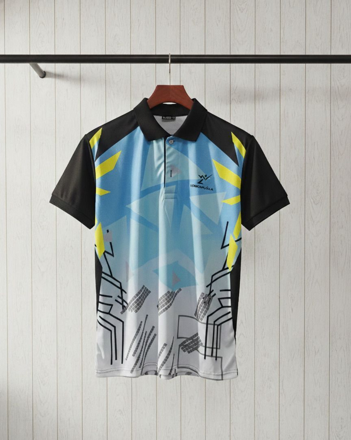Image of CELLUX Men Abstract Polo Neck Polycotton Multicolor T-Shirt