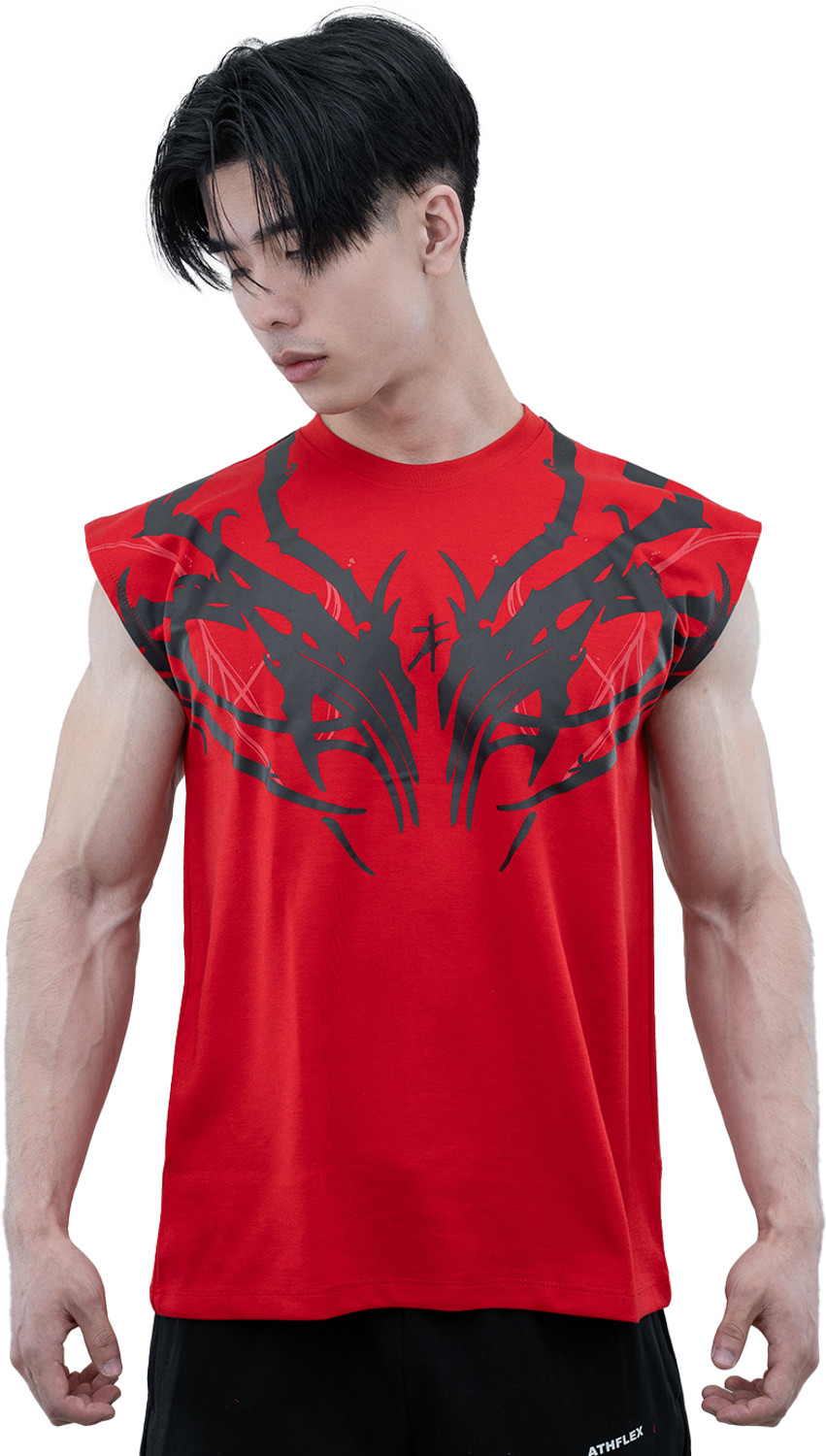 Athflex Men Red Round Neck Printed T-Shirt - Image 6