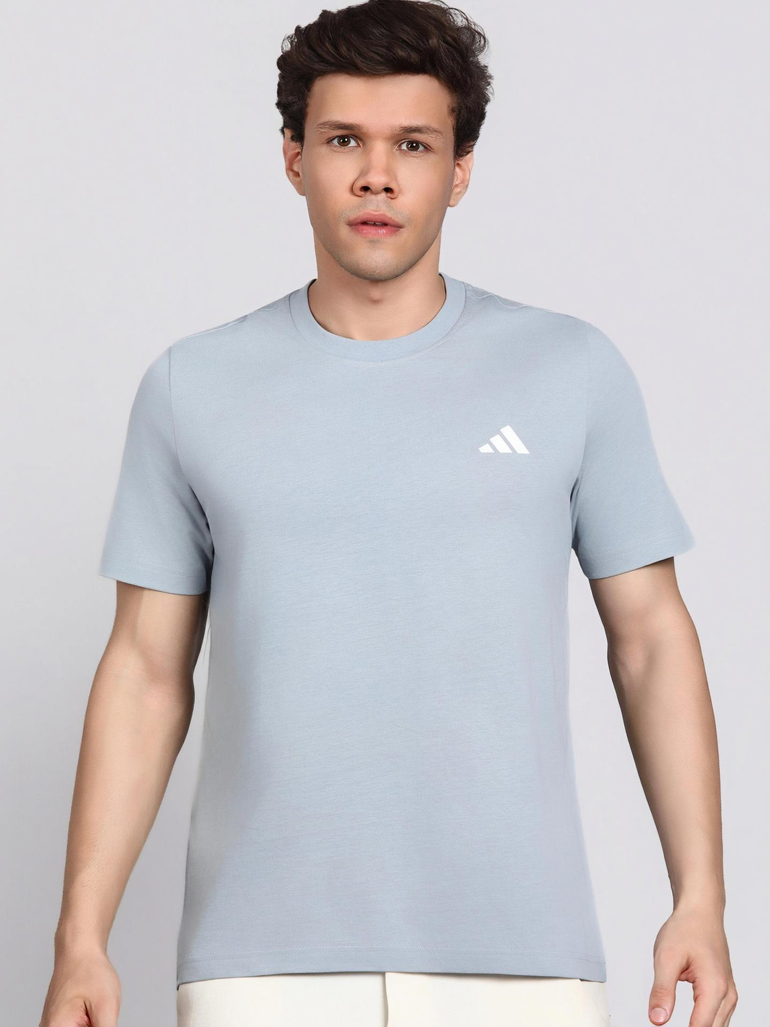 Image of PUMA Men Solid Crew Neck Cotton Blend Green T-Shirt