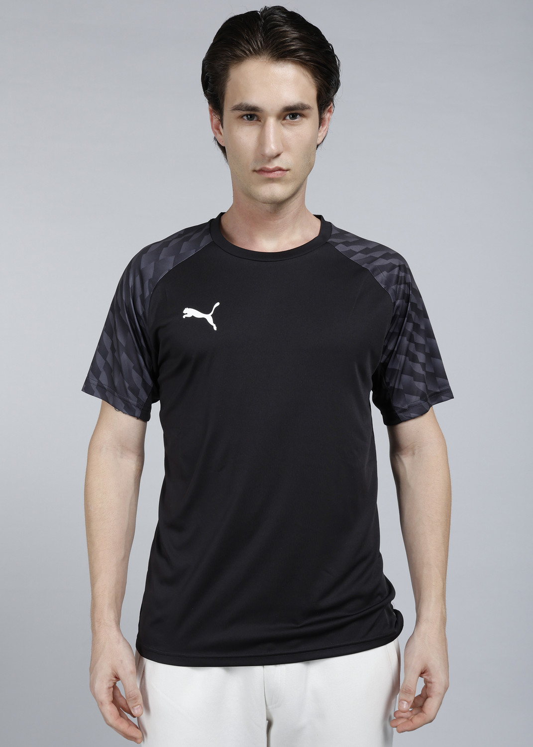 Image of COITONIC Men Solid Round Neck Polyester White T-Shirt