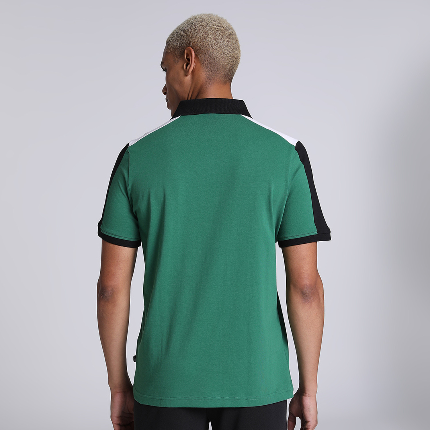 Image of PUMA Men Solid Peter Pan Collar Pure Cotton Green T-Shirt
